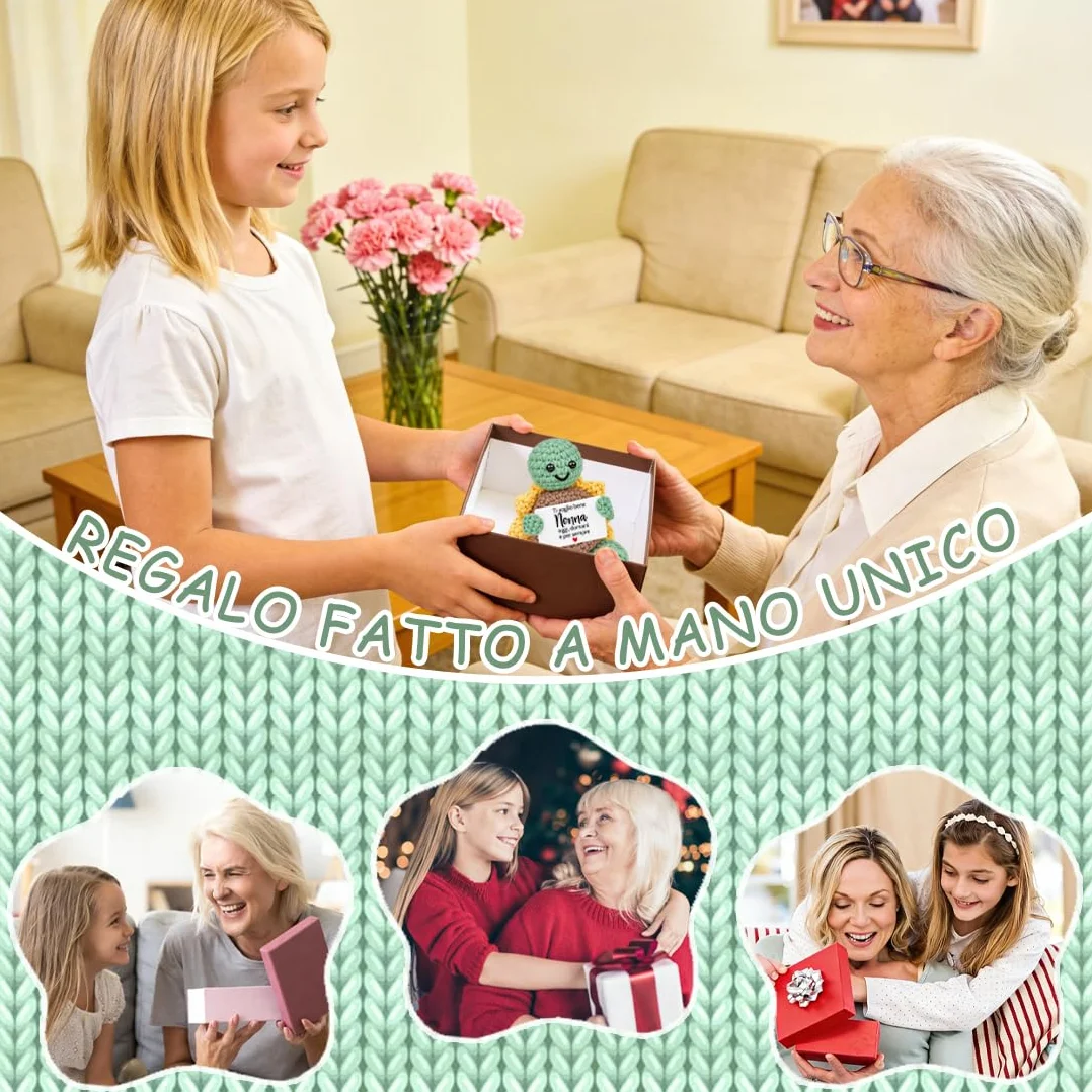Regalo Della Nonna Compleanno Tartaruga Lavorata a Maglia con Girasole Personalizzato