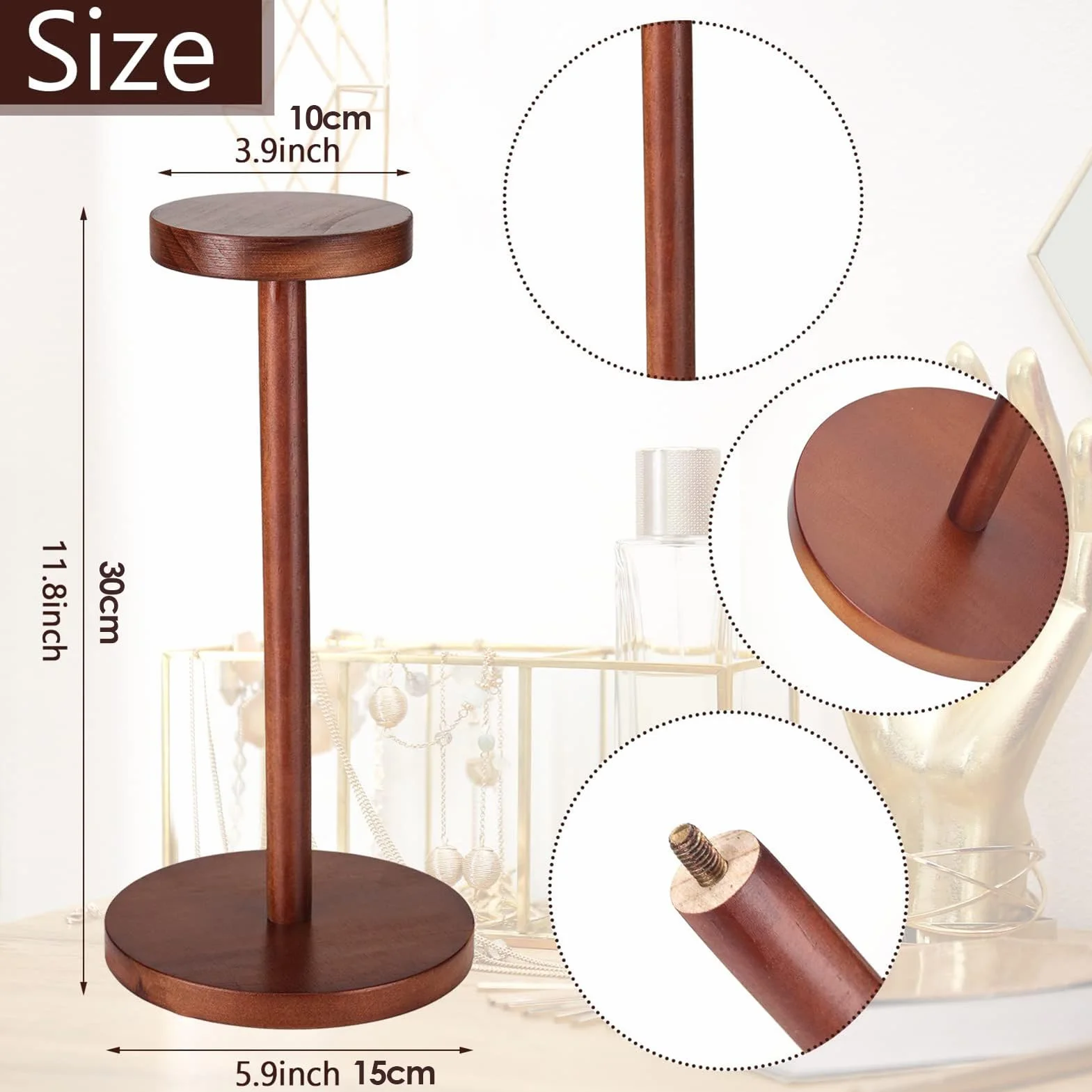 Generico Portacappelli | Supporto per Caschi in Legno | Espositore per Parrucche Domestico per Stilisti Boutique e Collezionisti di Caschi