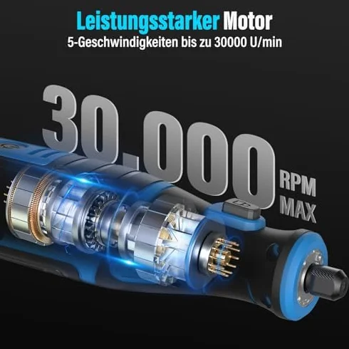 Mini Trapano Elettrico 8V 2.0Ah Rotante Multifunzione 30000 giri/min 135 Accessori LED