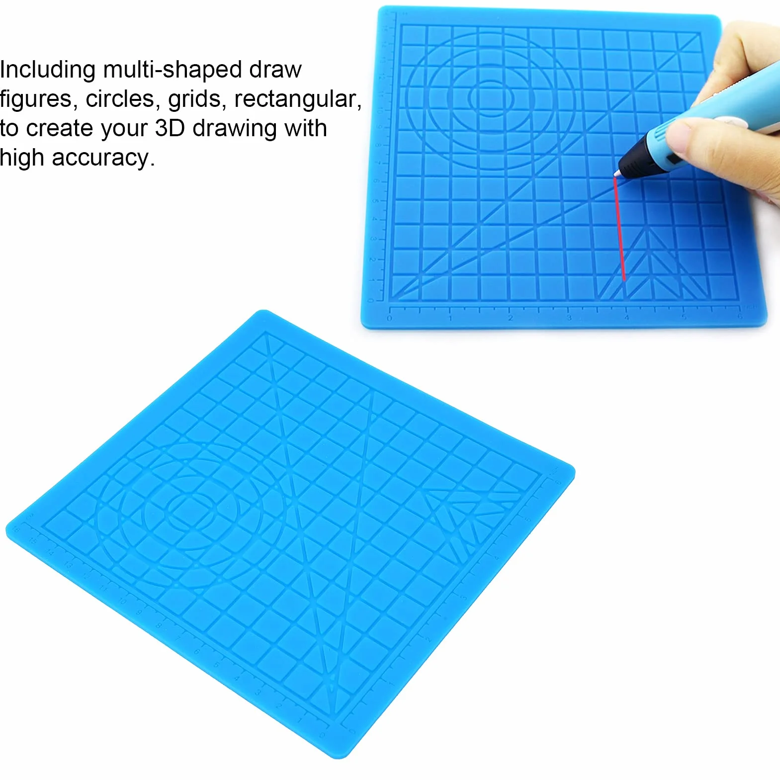 Tappetino per Design 3D, Tappetino per Penna per Stampa 3D in Silicone con Tappi per le Dita, Tappetino per Modelli di Base in Silicone Flessibile 3D, Disegni a Più Forme per Penne per Stampa 3D, Rega