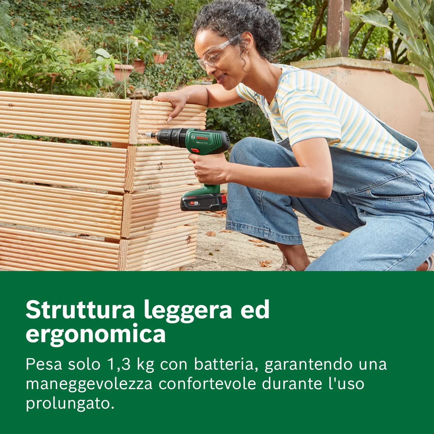 Bosch Home and Garden, Trapano con Percussione a Batteria EasyImpact 18 V-40 (2 Batterie da 2.0 Ah, Sistema 18 Volt, in Custodia per il Trasporto), Easyimpact 18 V-40, Mandrino 13mm
