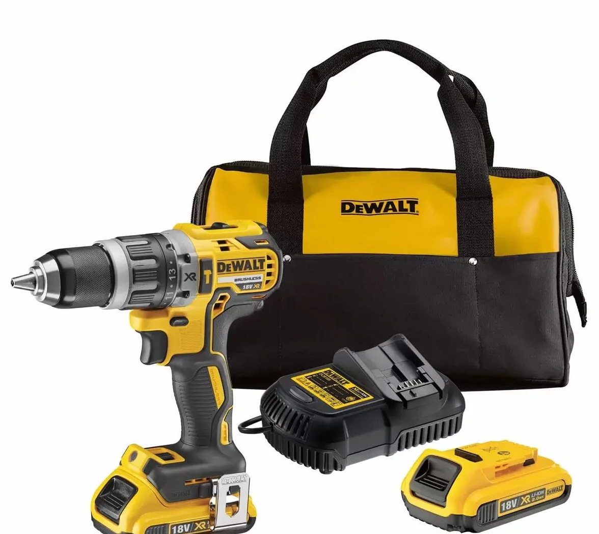 DEWALT Kit trapano avvitatore a percussione senza spazzole – include 2 batterie da 2 Ah con kit borsa e caricabatterie