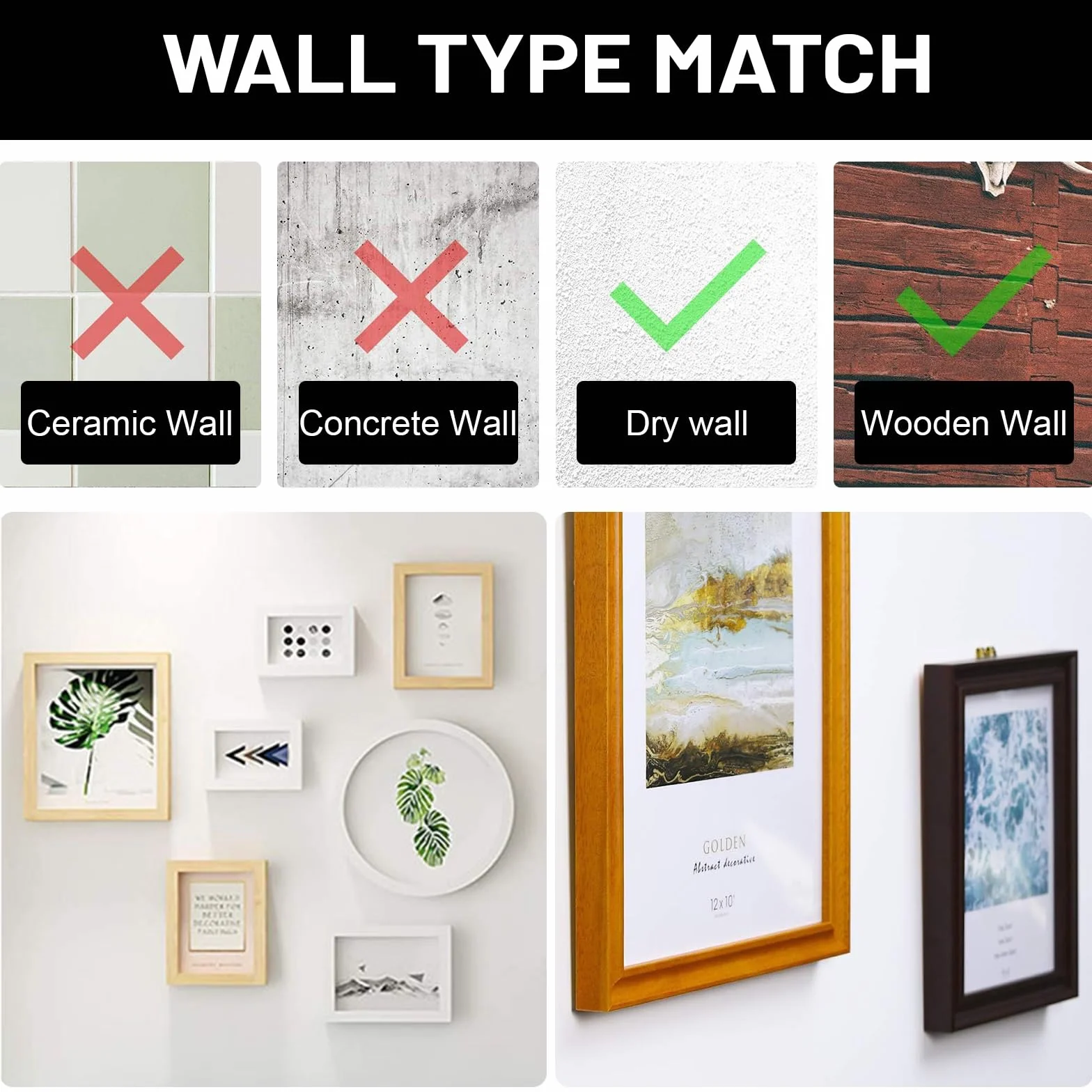 Set di Ganci per Quadri Muro, 130 Pezzi Chiodi Ganci per Quadri Muro, Chiodini per Quadri Muro, per Appendere Foto, Dipinti, Cappelli, Specchi e Altri Oggetti, Ganci Appendi Cartongesso Quadri Ganci