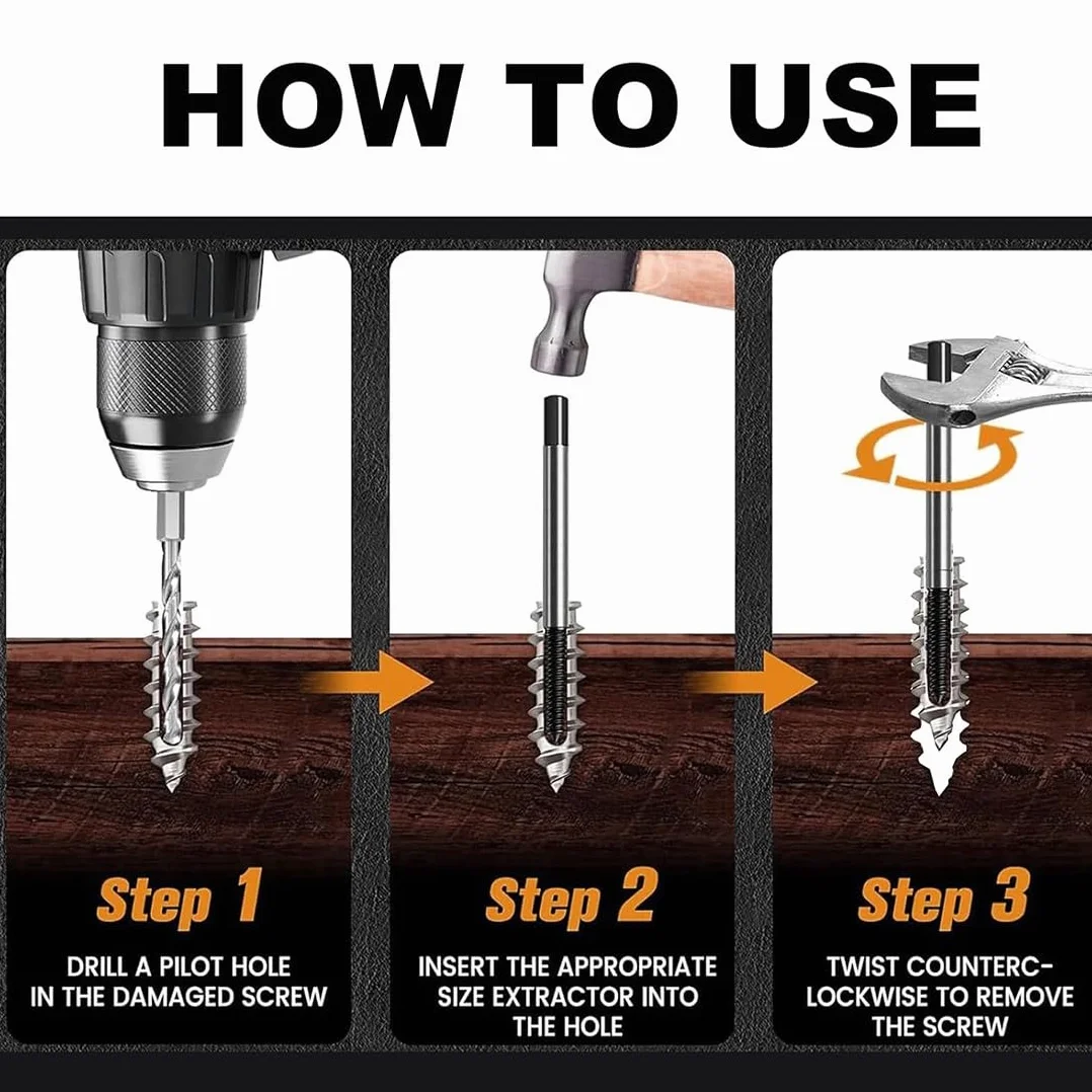 Estrattore Viti Spanate,5 Pezzi Estrattore Viti Danneggiate,Screw Extractor,Dispositivo di Rimozione Bullone Rotto in Acciaio per Bulloni e Vitis