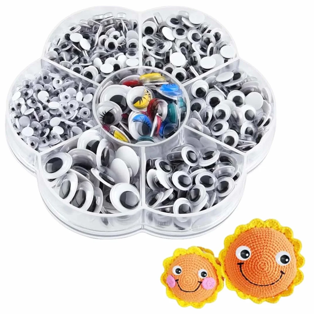 UIEXAY700 Pezzi Occhietti Adesivi per Lavoretti Autoadesivi Occhi Mobili Adesivi 4mm-12mm Include 30 Occhi Colorati Impiegabile per Bambini Artigianato Lavoro Manuale (Nero Bianco Colorato)