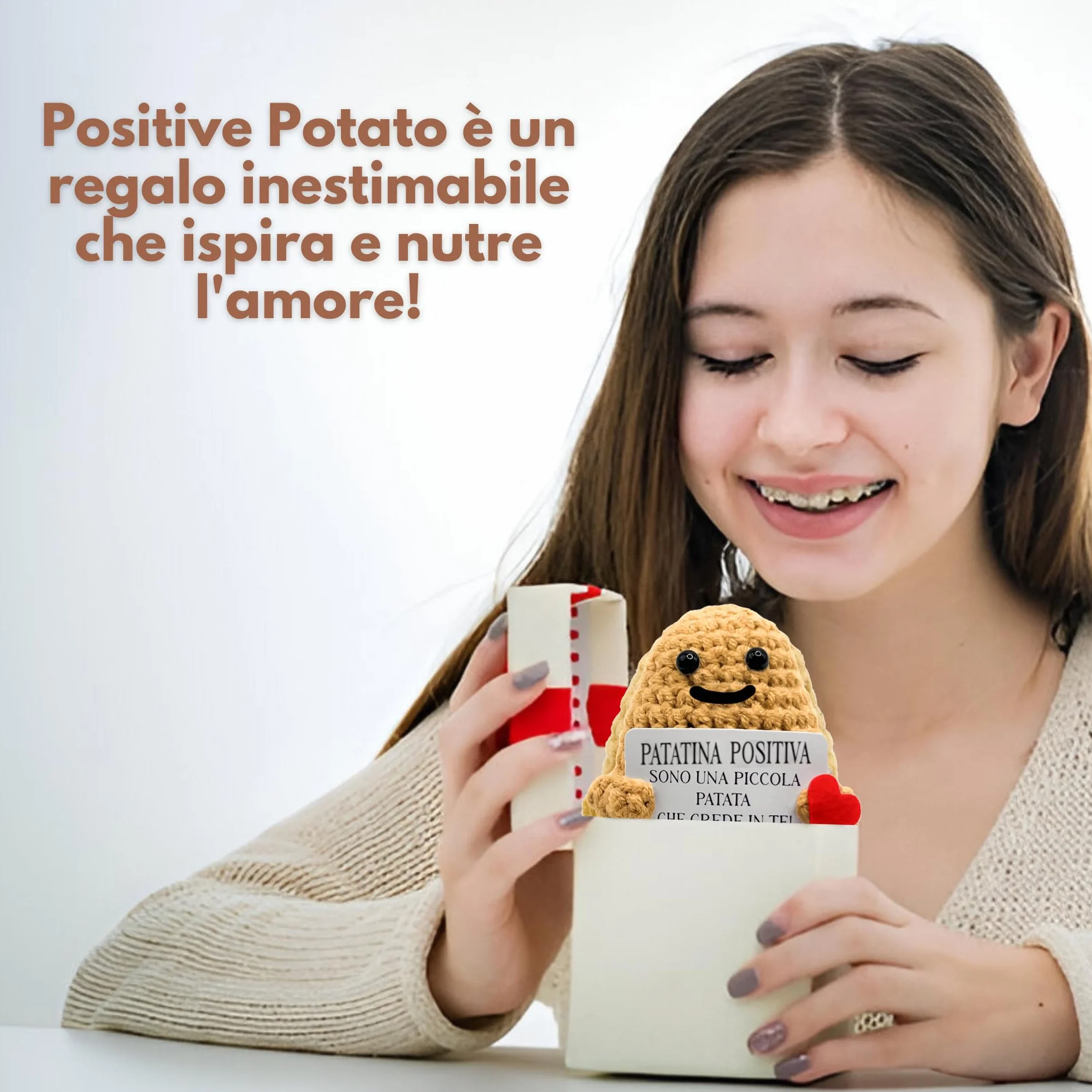 BigDaddy Patatina Positiva Peluche Patata Portafortuna Motivazionale Regalo Originale