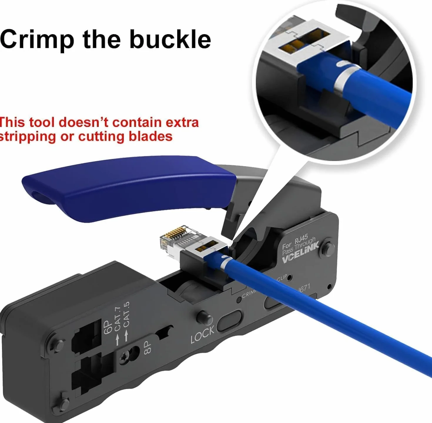 VCELINK 45 in 1 Pinza Crimpatrice RJ45, Strumenti Kit di Rete Professionali, Manutenzione del Computer Kit, Tester Lan e 20 Connettori RJ45 Passanti Cat7, Strumenti di Riparazione