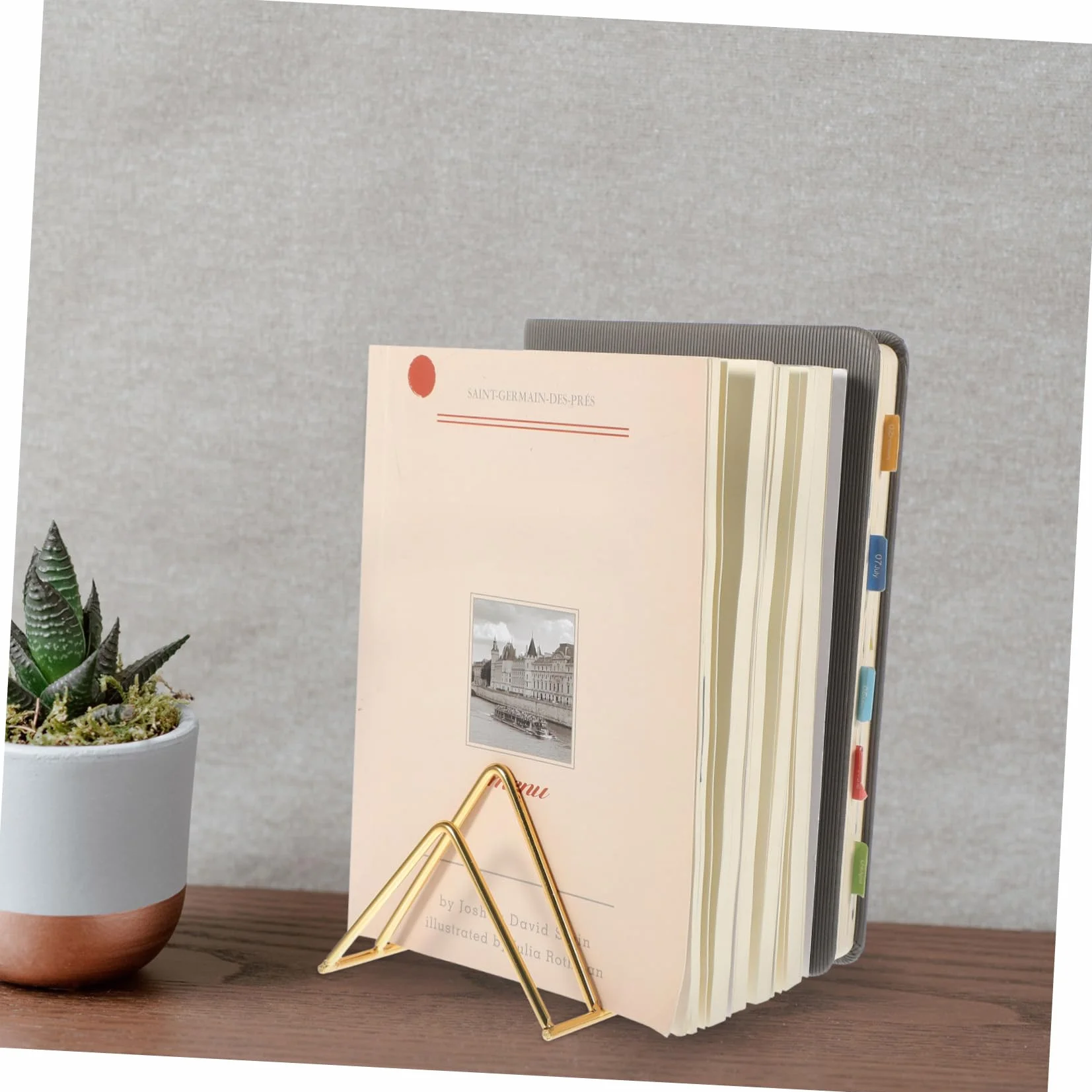 Organizer da Scrivania in Ferro Color Oro Design Semplice e Angoli Arrotondati, Porta Libri e File Leggero e Pratico per Ufficio e Aula