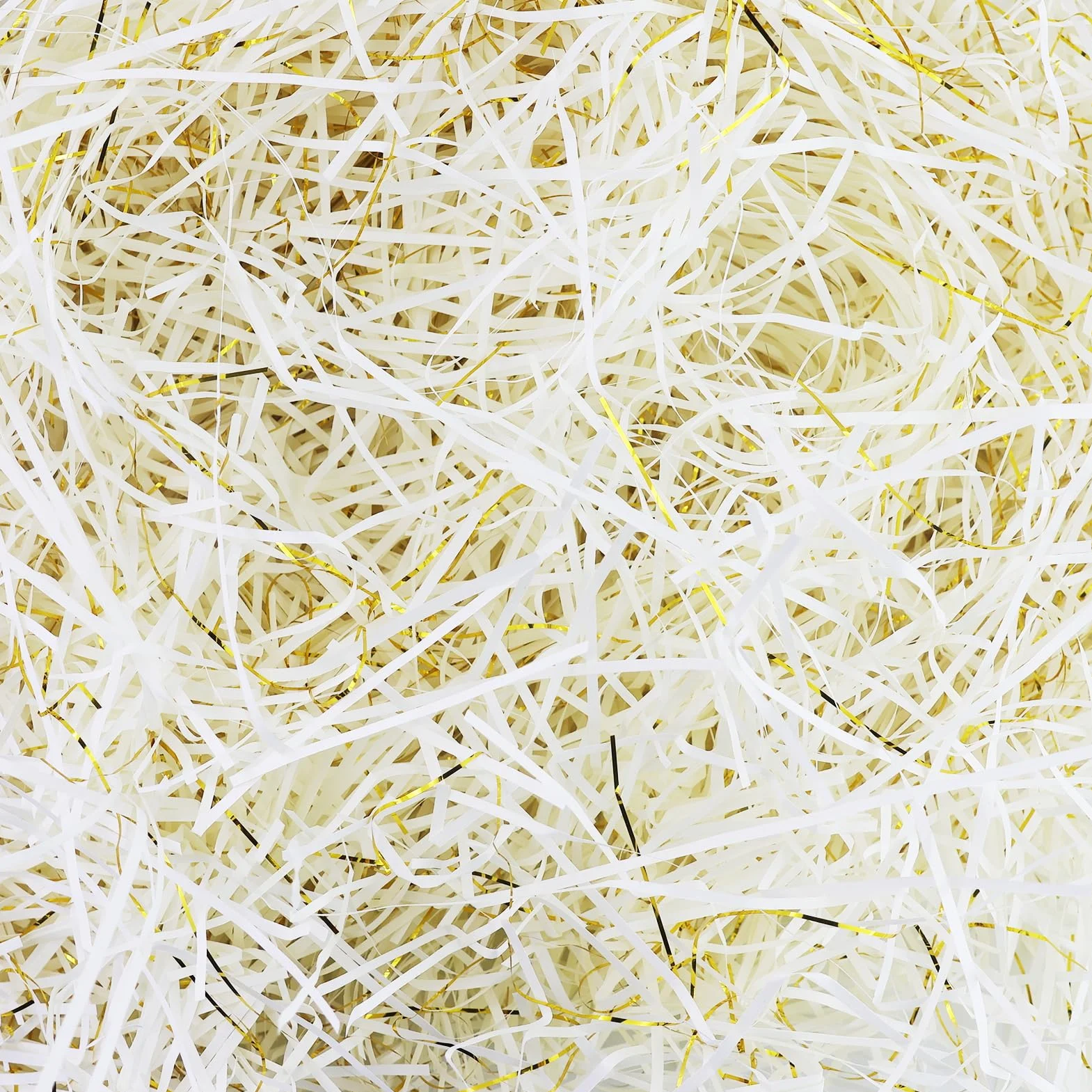 Carta velina triturata da 210 g, carta velina triturata per scatole regalo, bianco e oro, carta sminuzzata, riempitivo per confezioni regalo e borse, riempimento e riempimento ideali,