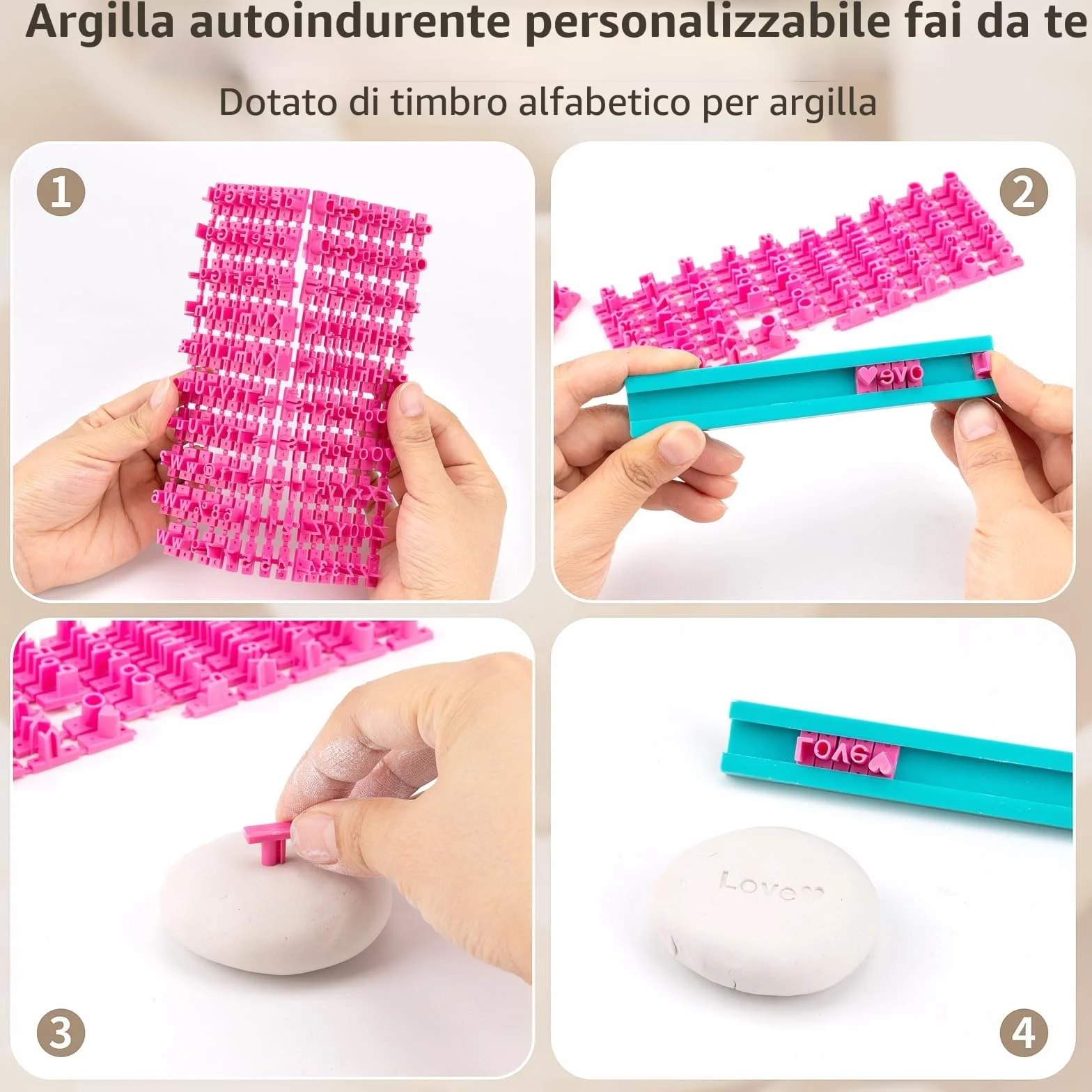 JelyArt Ceramica Fai da te Kit Argilla Senza Cottura Fai da te Creativo Adulti Include Argilla,Strumenti per Scolpire, Vivaci, Vernice, Timbri Alfabetici e Guida