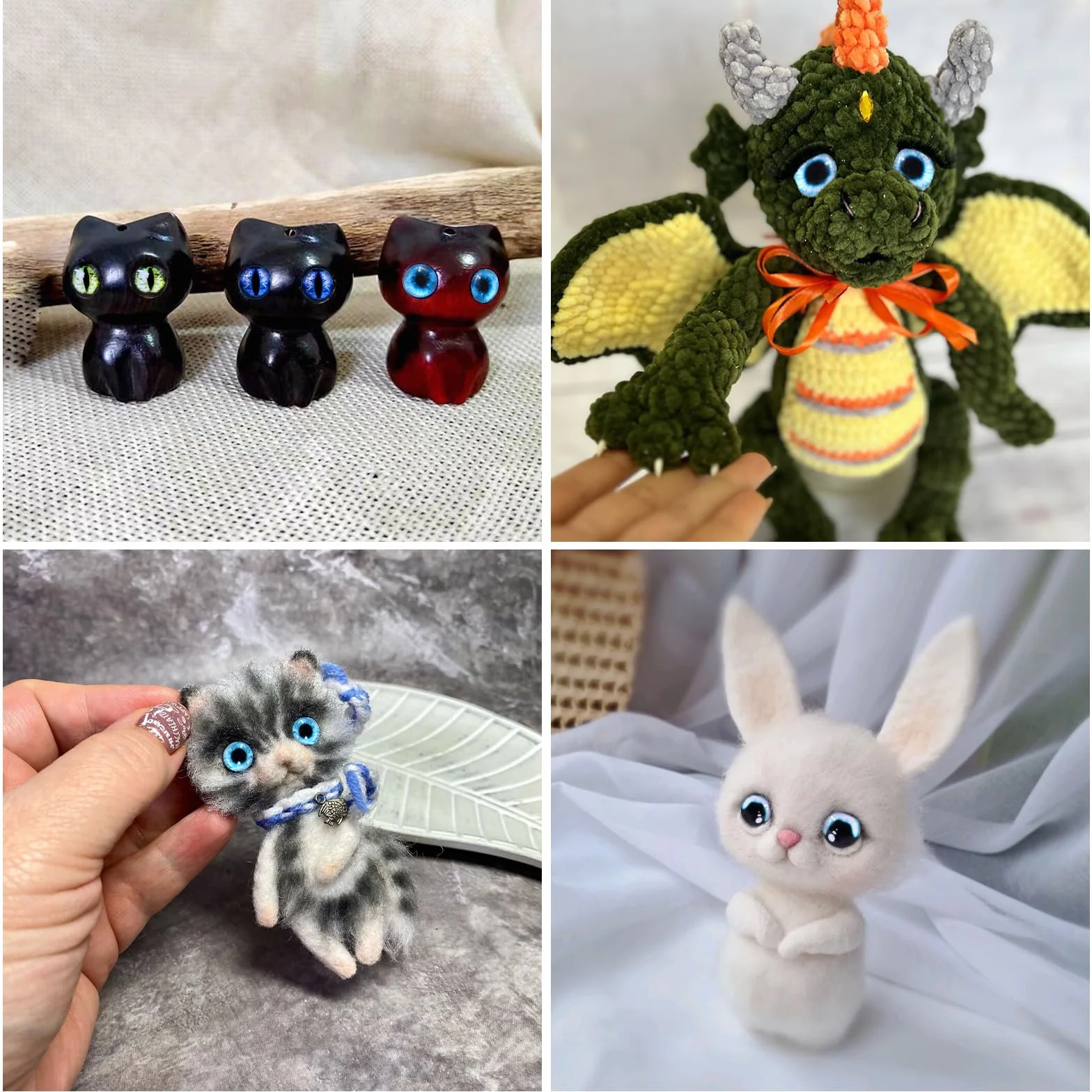MWOOT 100 Pezzi 12MM Colorate Occhi di Vetro con Scatola, Glass Eyes per Gatto Uccelli Drago, Occhi per Pupazzi Sculture Argilla Polimerica, Creazione Bambole Gioielli, Decorate per Natale Halloween