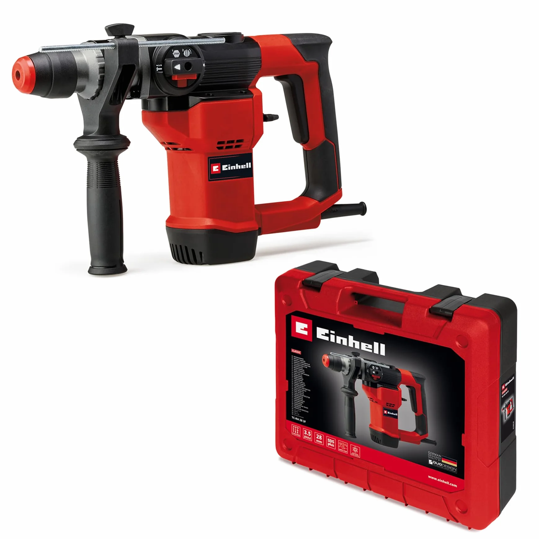 Einhell Martello perforatore TC-RH28 3F (950 W, Forza di colpimento: 3,5J, Mandrino SDSPlus, 3 funzioni: Foratura, foratura a percussione e scalatura), Versione 2024