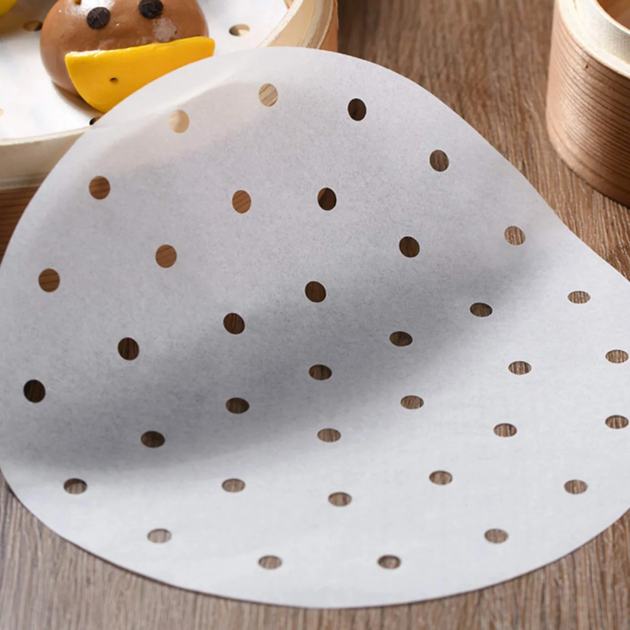 Gwhole 100 rotoli rotondi in carta pergamena antiaderente, foglio perforato per friggitrice ad aria, cottura a vapore, 18 cm