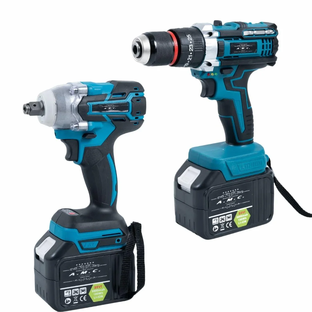 A.M.C. Kit Professionale 4 in 1: Trapano Avvitatore a Batteria, Smerigliatrice Angolare, Trapano a Percussione e Martello ad Impulsi Svita Bulloni, 88v