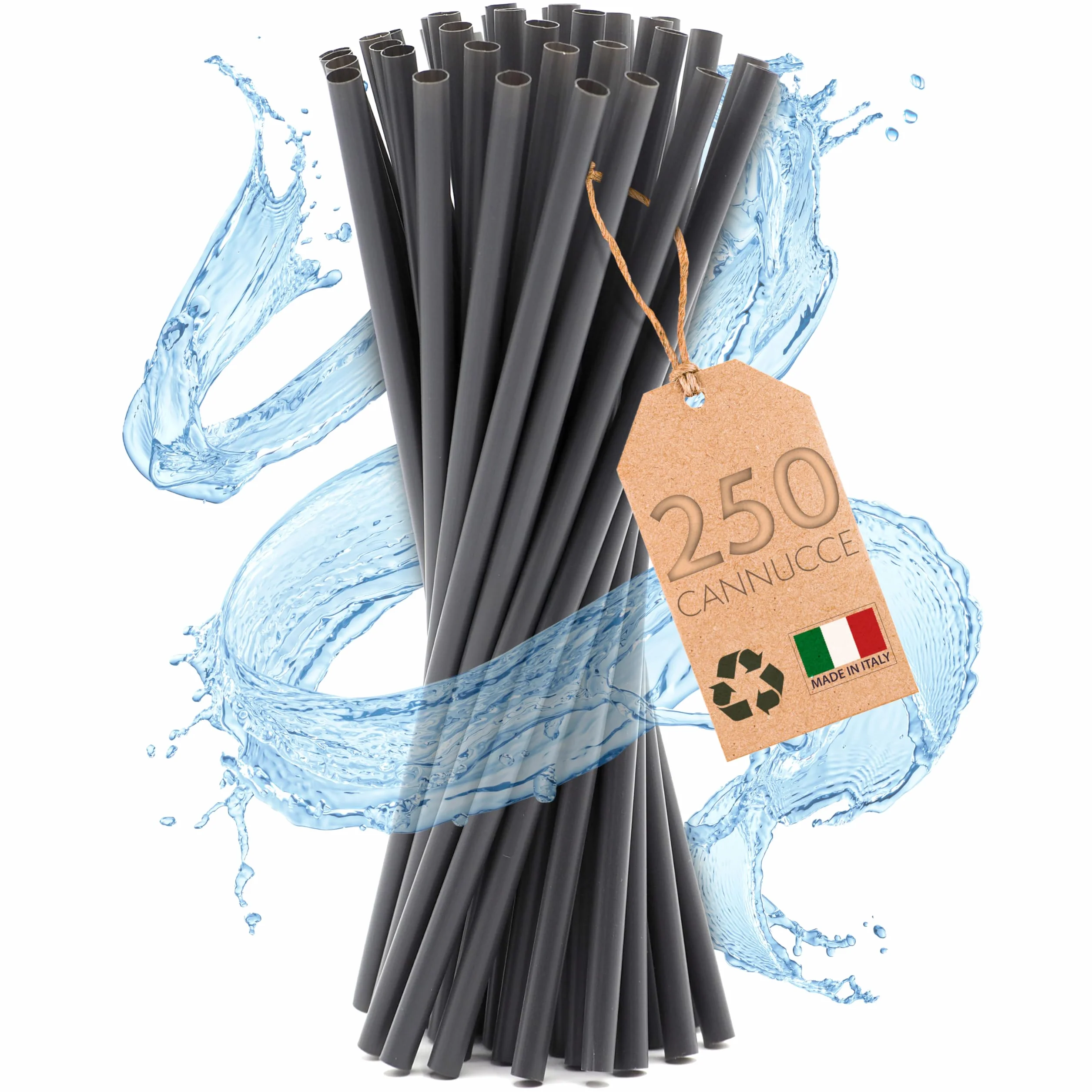 250 cannucce nere in legno naturale - lunghe 21cmx7mm-cannucce in legno naturale, adatte per cocktail, bar e catering.