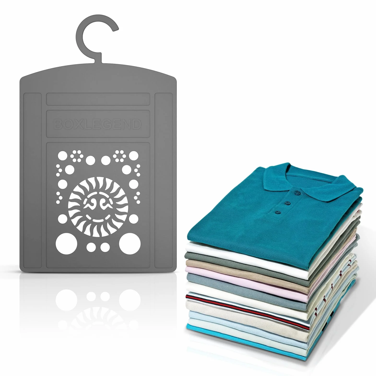 BoxLegend Tavola pieghevole per camicia, resistente, per bucato, con gancio per appendere la cartella, grigio