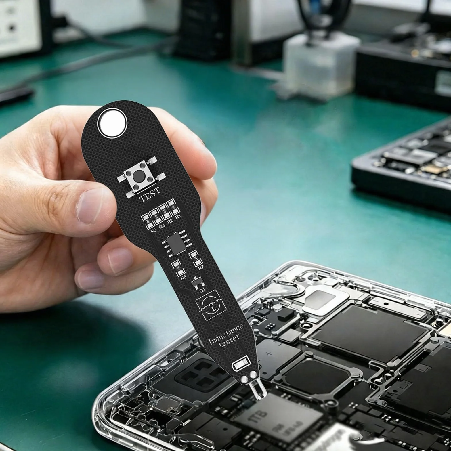 Tester di Induttanza Portatile, Mini Rilevatore Componenti Elettronici per Riparazione Scheda Madre PCB, Misuratore LCR SMD con Porta USB-C, Strumento Diagnostico Alta Precisione (A01, 8.6x2.2cm)