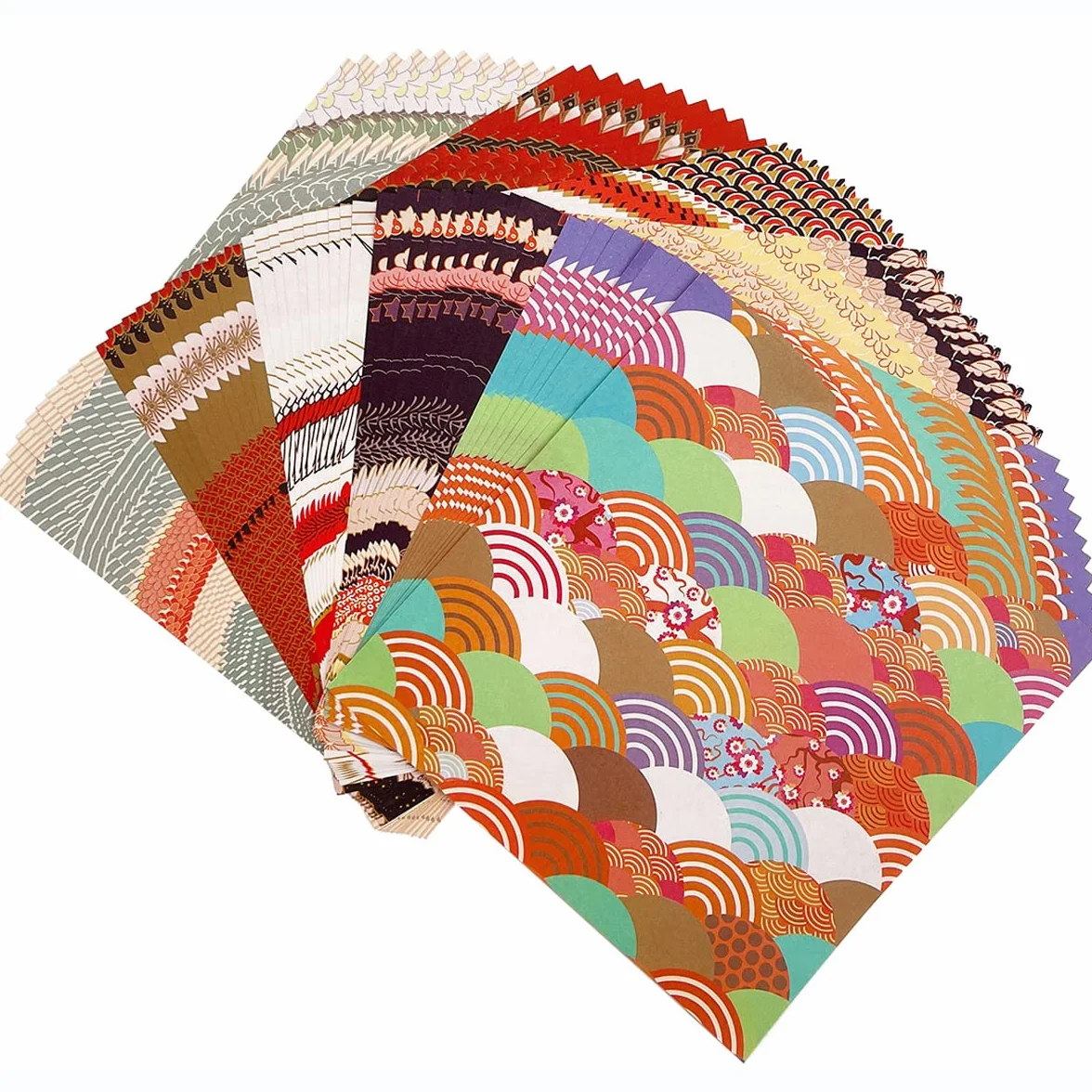 Carta per origami - 50 fogli di carta giapponese con motivi diversi 15 x 15 cm a doppia faccia per progetti artistici e artigianali fai da te