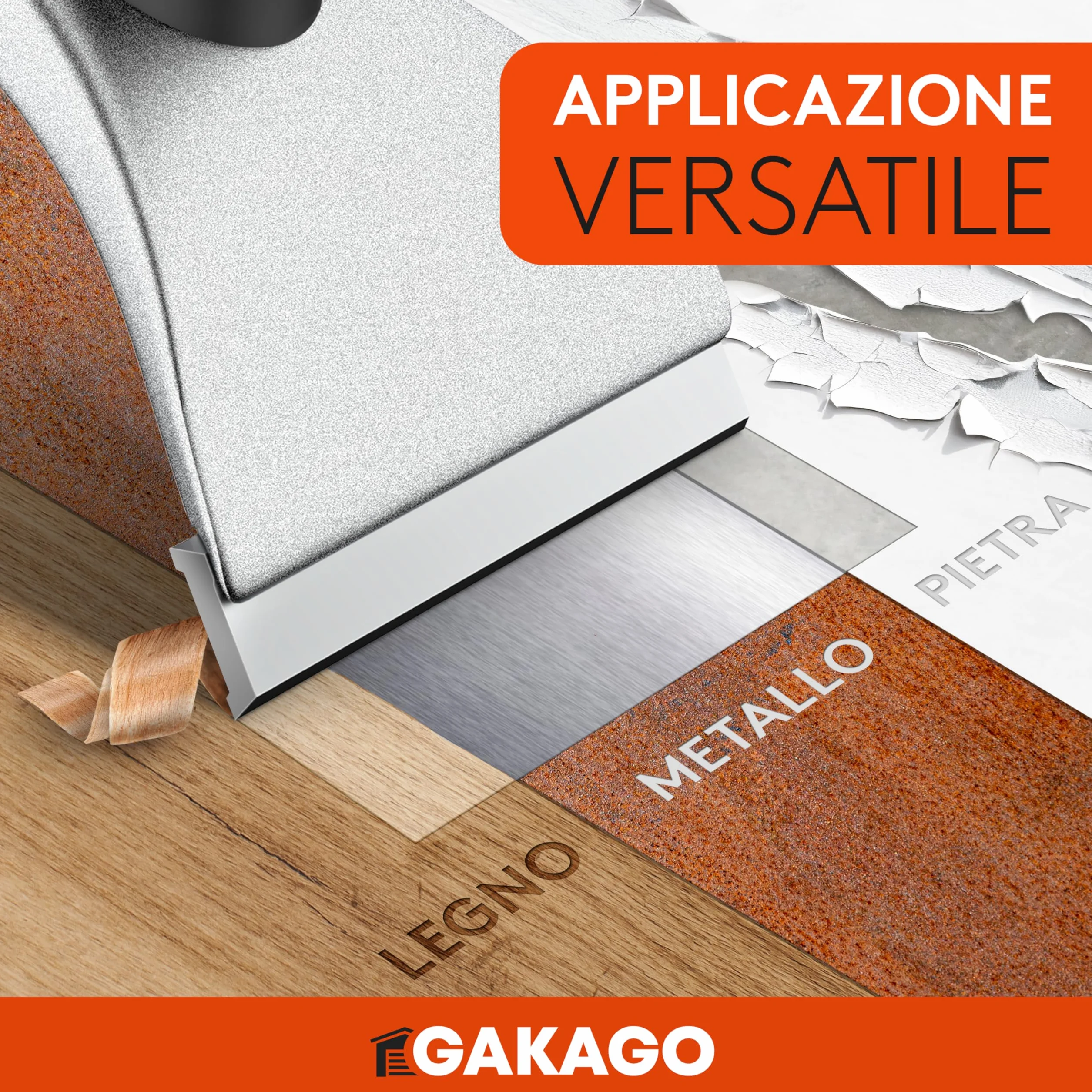 Gakago Raschietto - Lama di alta qualità da 65 mm in resistente carburo di tungsteno - Raschietto universale ergonomico e antiscivolo per legno, metallo, cemento o pietra