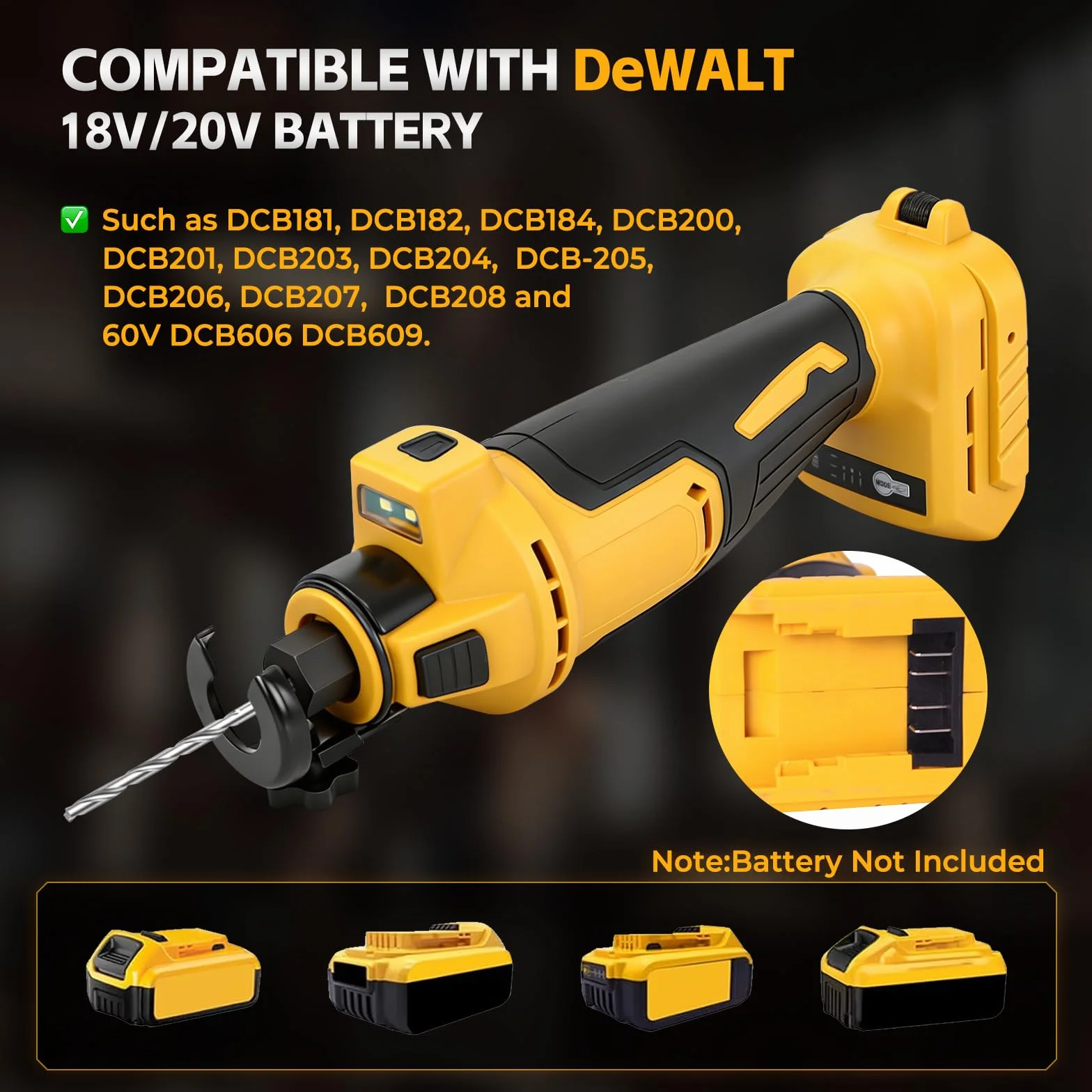 DEWALT Sega Rotativa per Cartongesso Senza Fili 18V 20V, Strumento per Taglio Cartongesso Senza Spazzole 3 Velocità Variabili