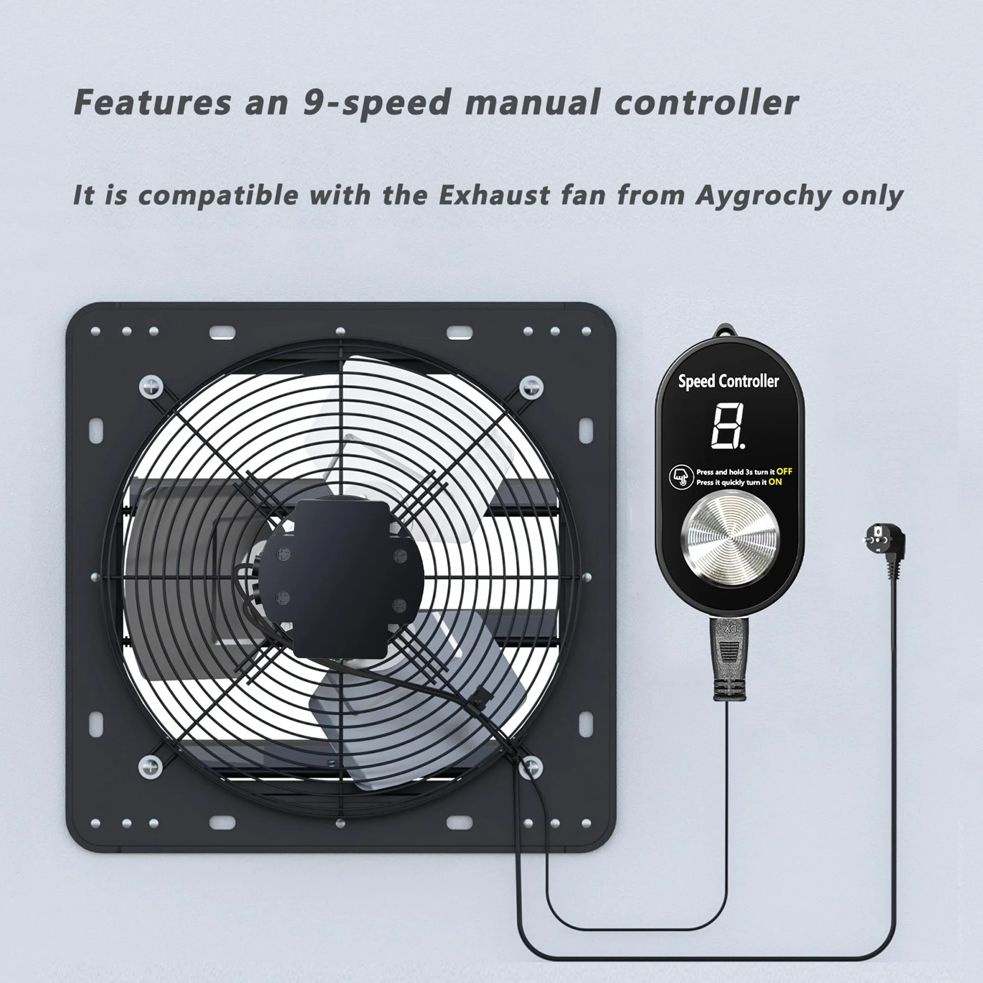 Ventilatore di scarico industriale 250 mm 1280 m³/h motore EC Aygrochy