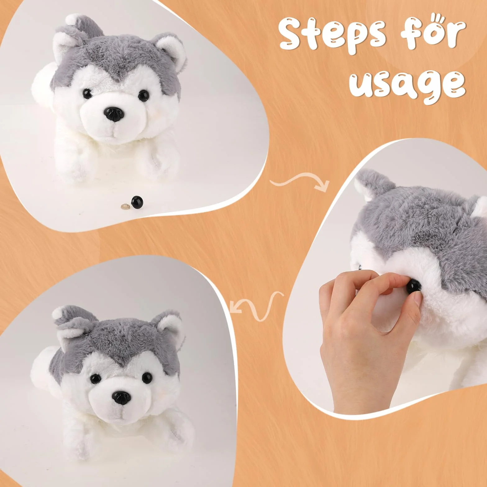160 Pezzi Grandi Aspiri di Sicurezza Amigurumi 10-30mm Occhi Peluche Occhi di Sicurezza Nero per Uncinetto Occhi di Sicurezza in Plastica con Rondelle per Bambole Giocattoli Fai da Te Orsacchiotto