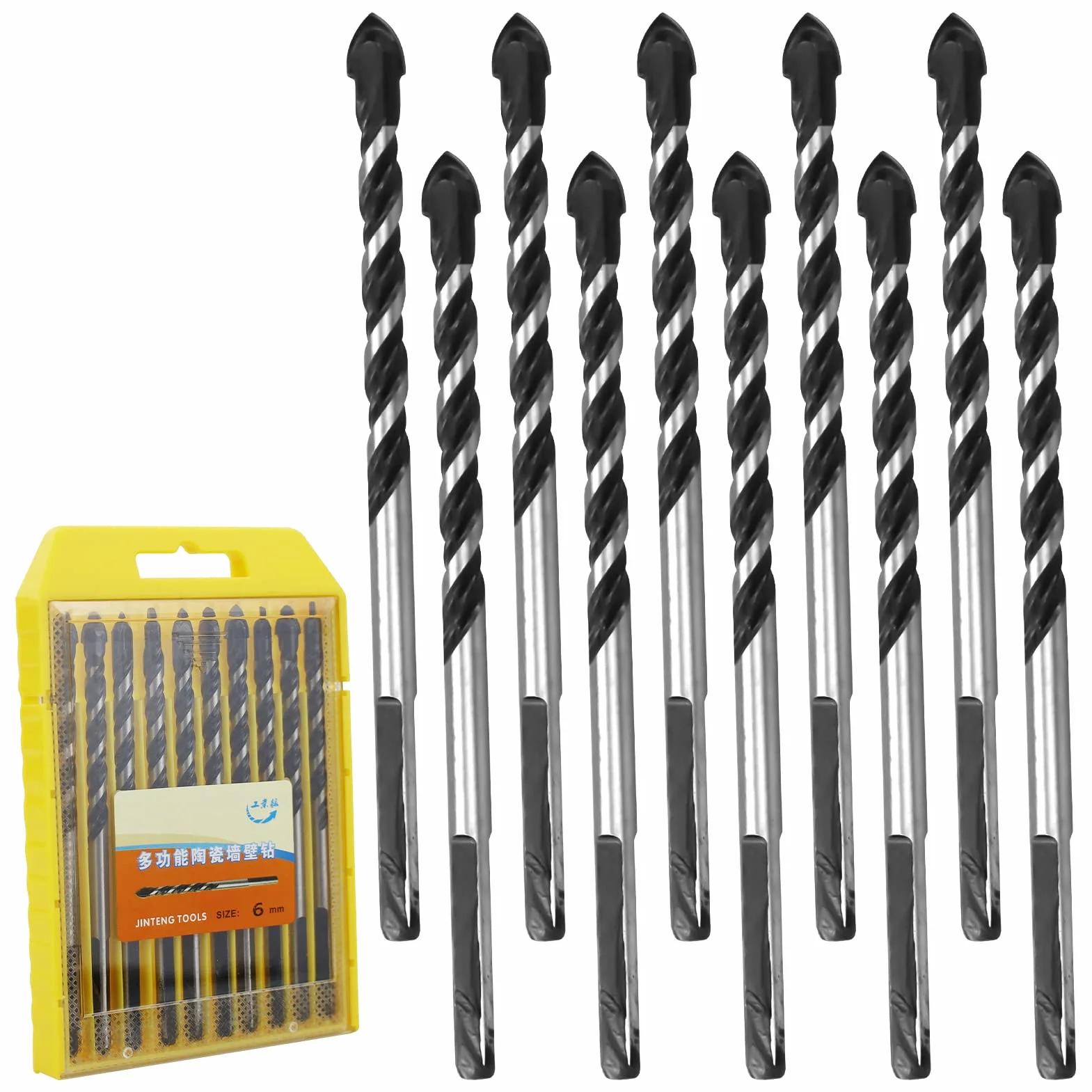 10 pezzi punte professionali per piastrelle, punte trapano muro, punta gres porcellanato, 6 mm, per piastrelle, vetro, ceramica, porcellana, legno, specchi e muratura