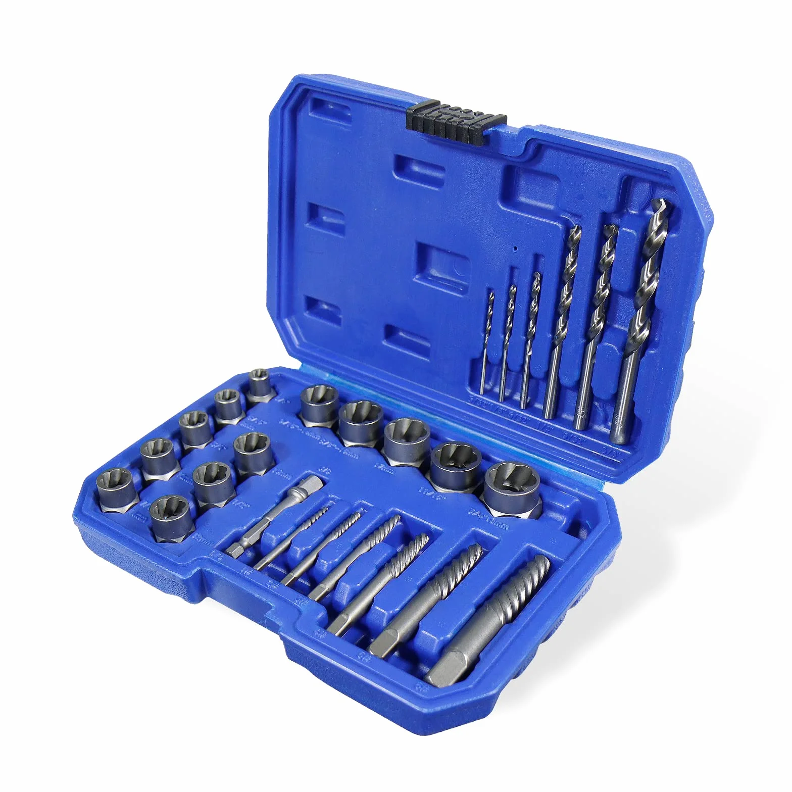CCLIFE 26pcs Estrattori di bulloni antifurto a bussola Estrattore di dadi danneggiati Materiale Cr-Mo 8-19mm
