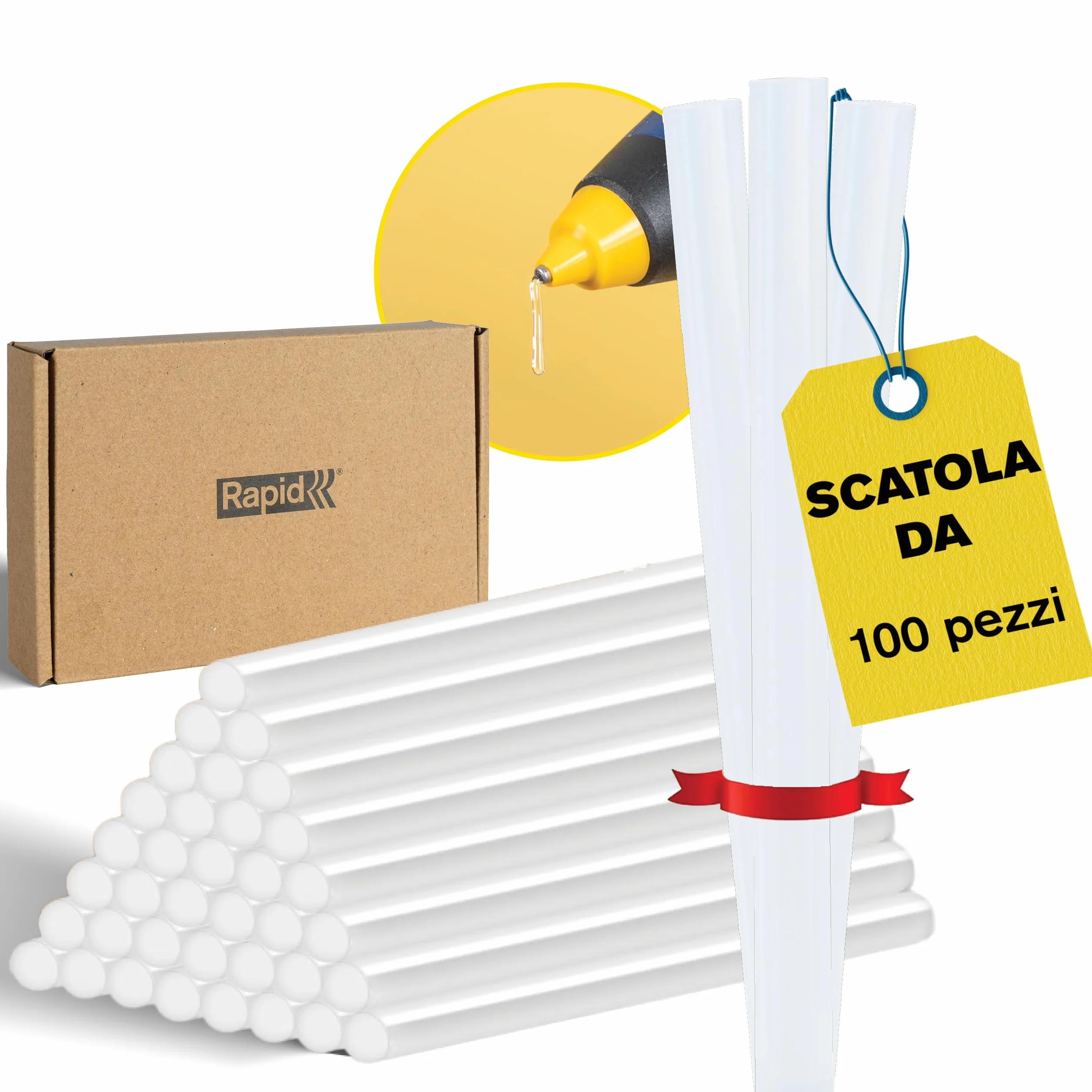 RAPID Confezione da 100 Stick di Colla Universale Trasparente e Priva di Solventi, Contiene Alti Livelli di Resina, Adatta ad Artigianato e Piccole Riparazioni, 7mm - Ø7 x 100mm