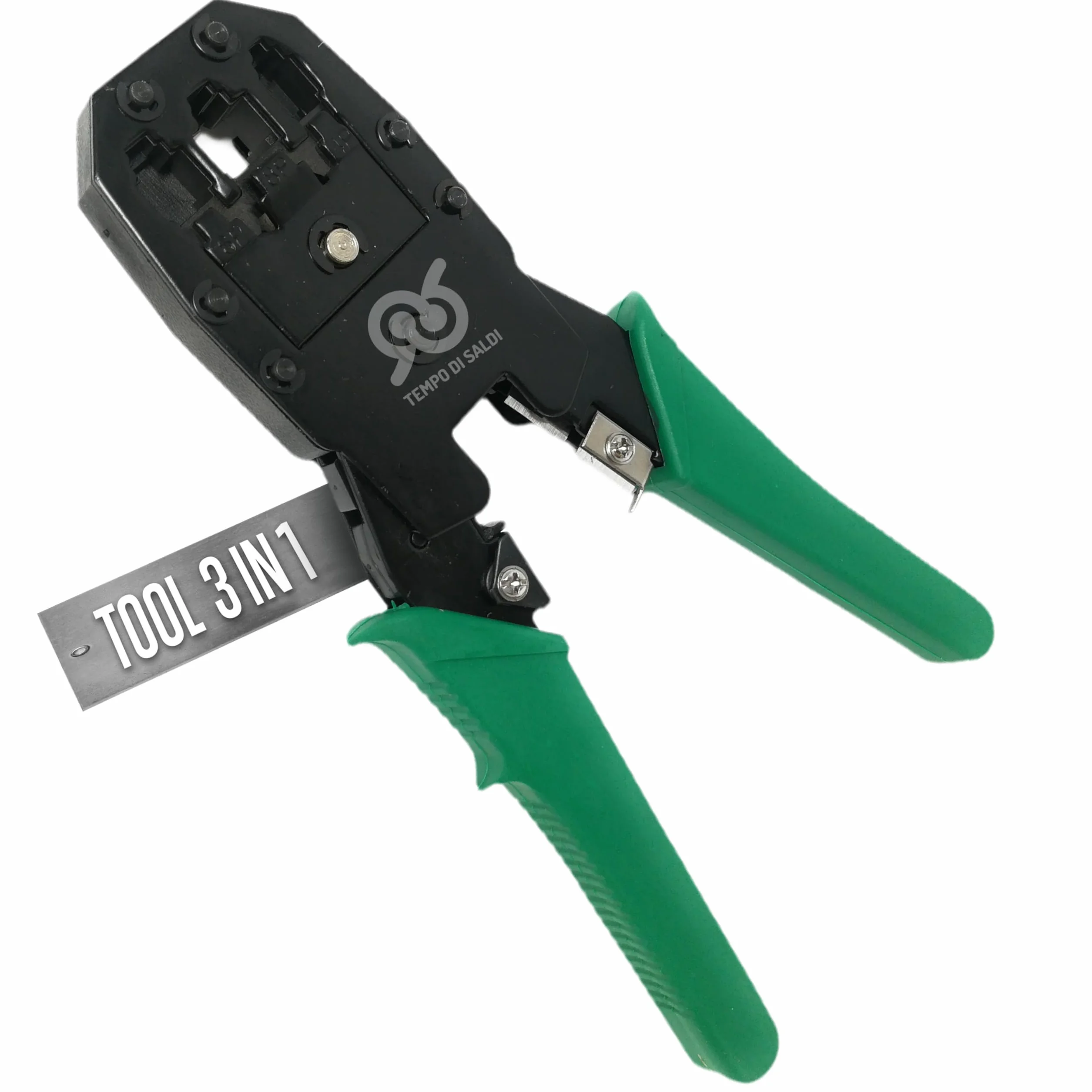 Tempo di Saldi Pinza Crimpatrice Rj45 RJ11 RJ12 Multifunzione 3-in-1 per Cavo di Rete Ethernet LAN, Strumento per Crimpare 4 6 8 Poli con Spellafili Incluso, Alta Precisione per Connettori Cat 6 e 5e