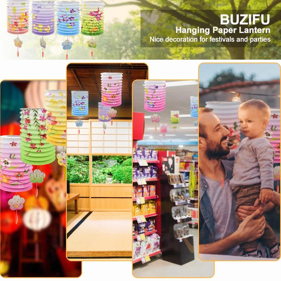 Buzifu 12 Pezzi Lanterna di Carta Cinese Decorazione per Capodanno Compleanni Matrimoni