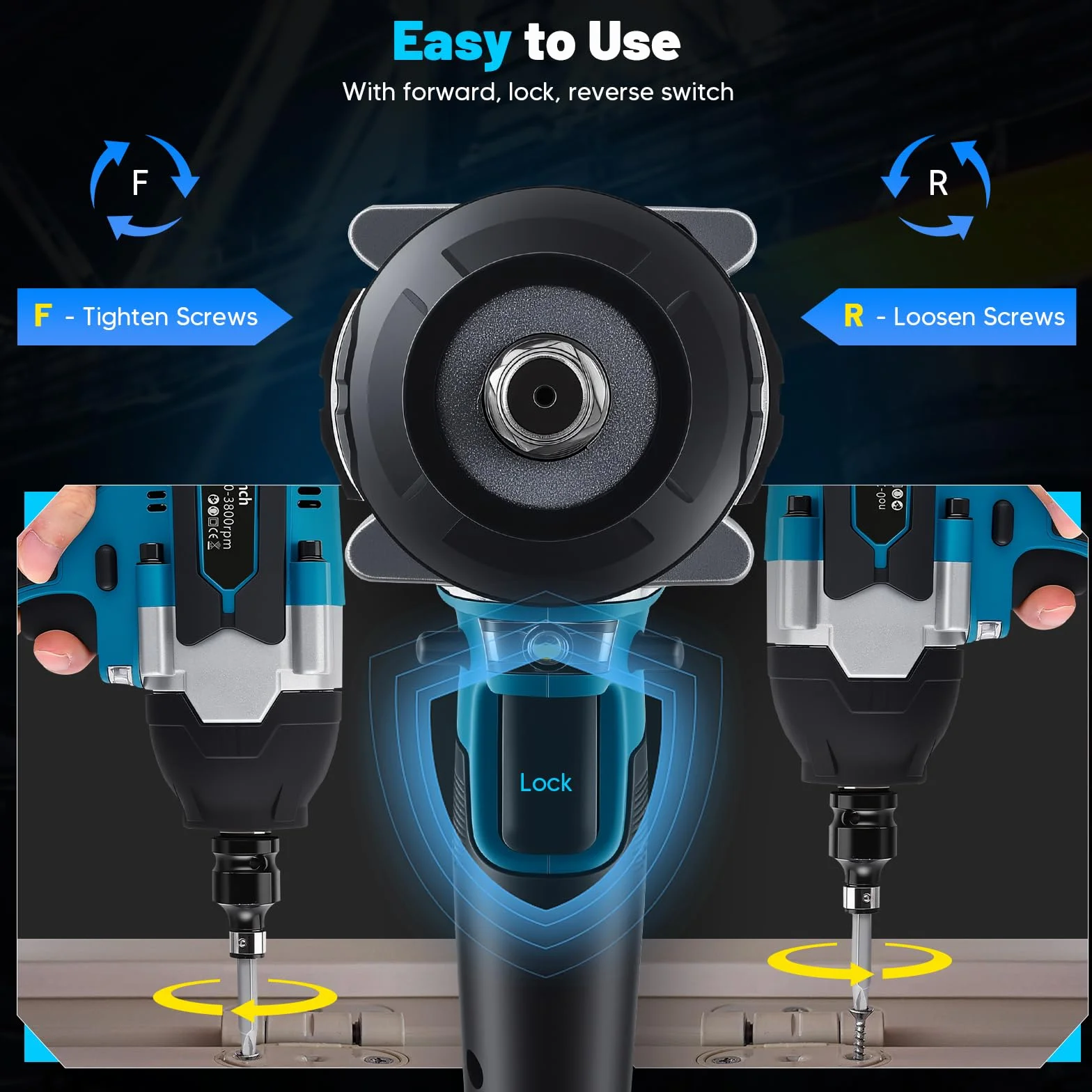Avvitatore a impulsi 700N 2 batterie 3 velocità variabili LED