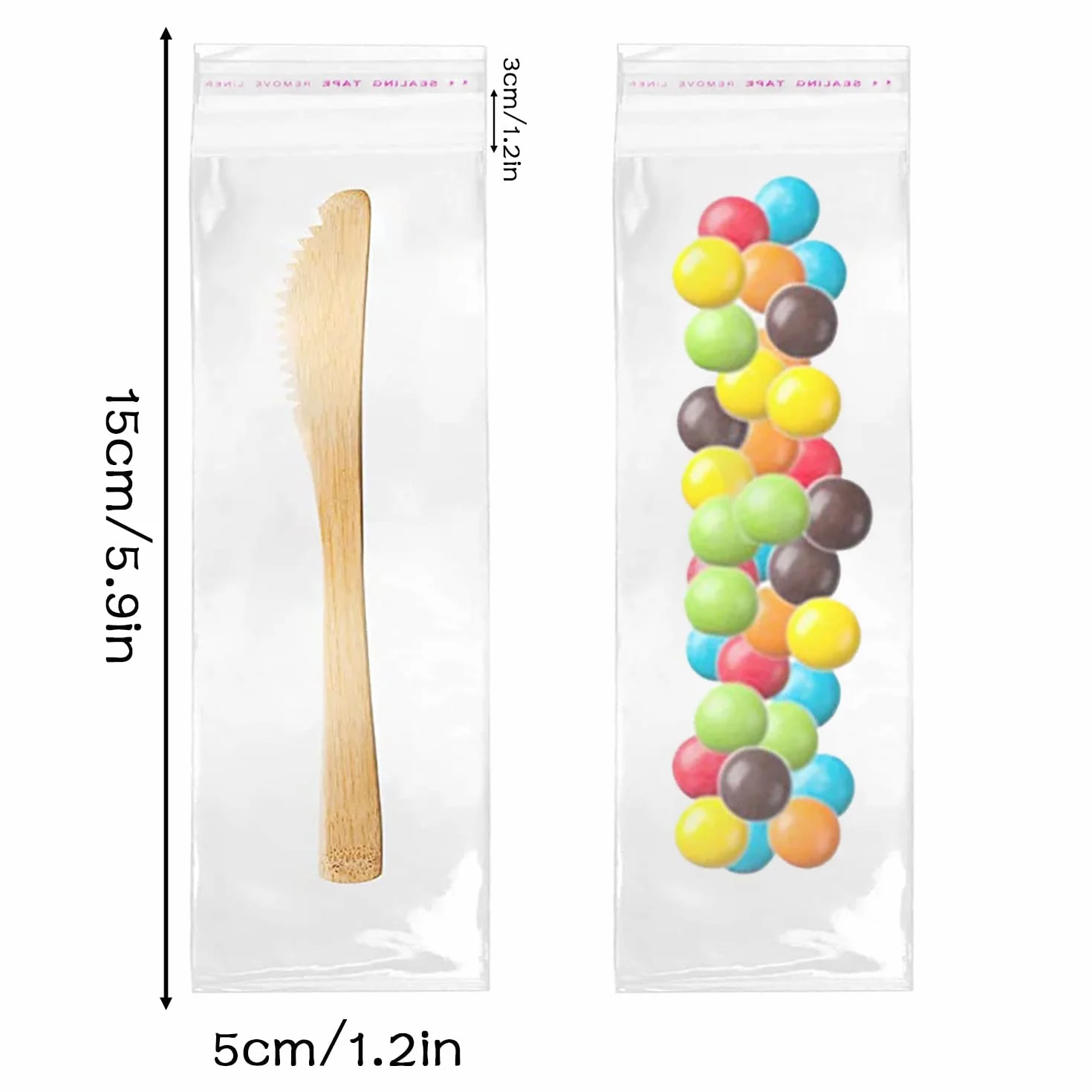 Confezione da 100 sacchetti cellophane trasparenti autoadesivi 5x15 cm, chiusura adesiva 50 µm. Sacchetti piccoli per orologio, forcina capelli