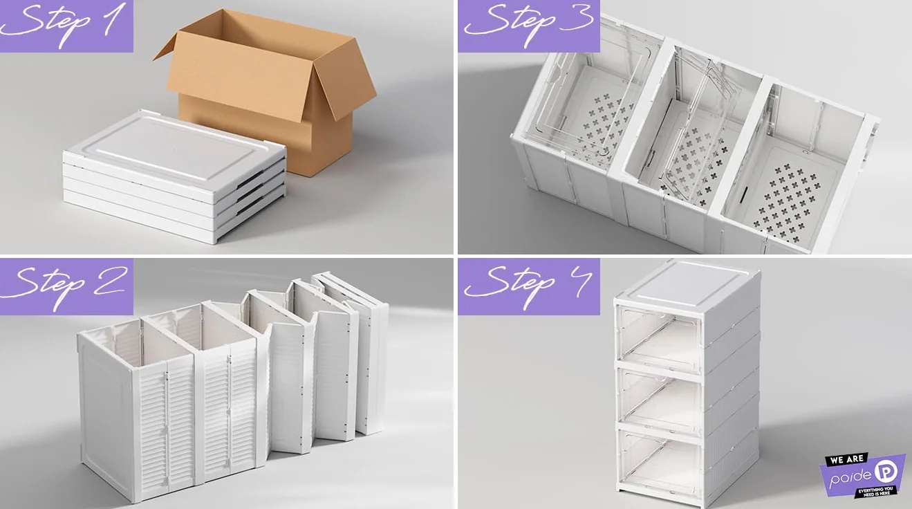 Scarpiera Salvaspazio Pieghevole. Scaffale Plastica Organizzatore di Scarpiere Per Ingresso, Armadio e Corridoio. Scatole Porta scarpe Impilabili Con Porta. (x 6 Scomparti)