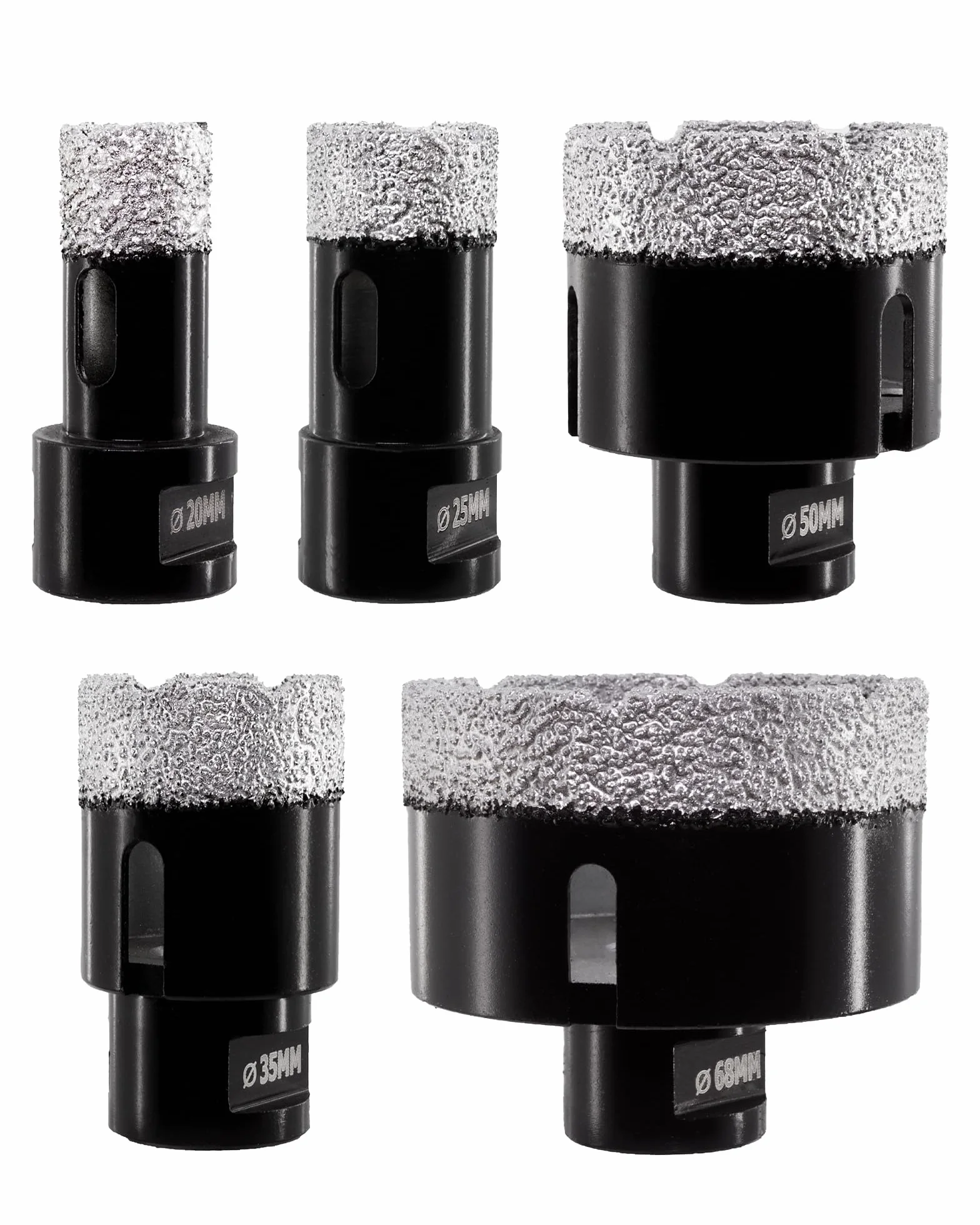 Punta per Trapano Diamantata - 5 PCS Fresa diamantata 20/25/35/50/68mm filettatura M14 per foratura a secco Porcellana Ceramica Granito Marmo Pietra Smerigliatrice angolare