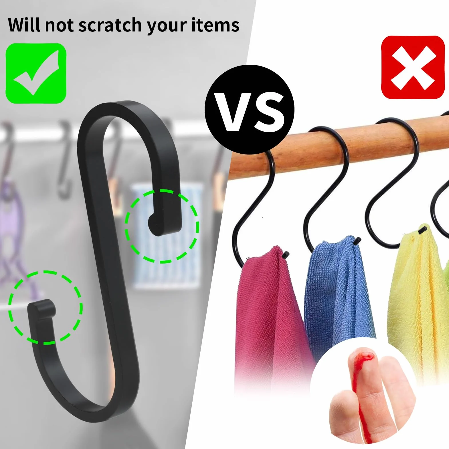 Ganci a S Neri in Alluminio [11 Pezzi], Multifunzione Ganci Appesi S per Pentole e Padelle Sospese Vestiti, Ganci a Forma S per Bagno, Camera da Letto, Ufficio(8,6 X 5,3 CM, Nero)