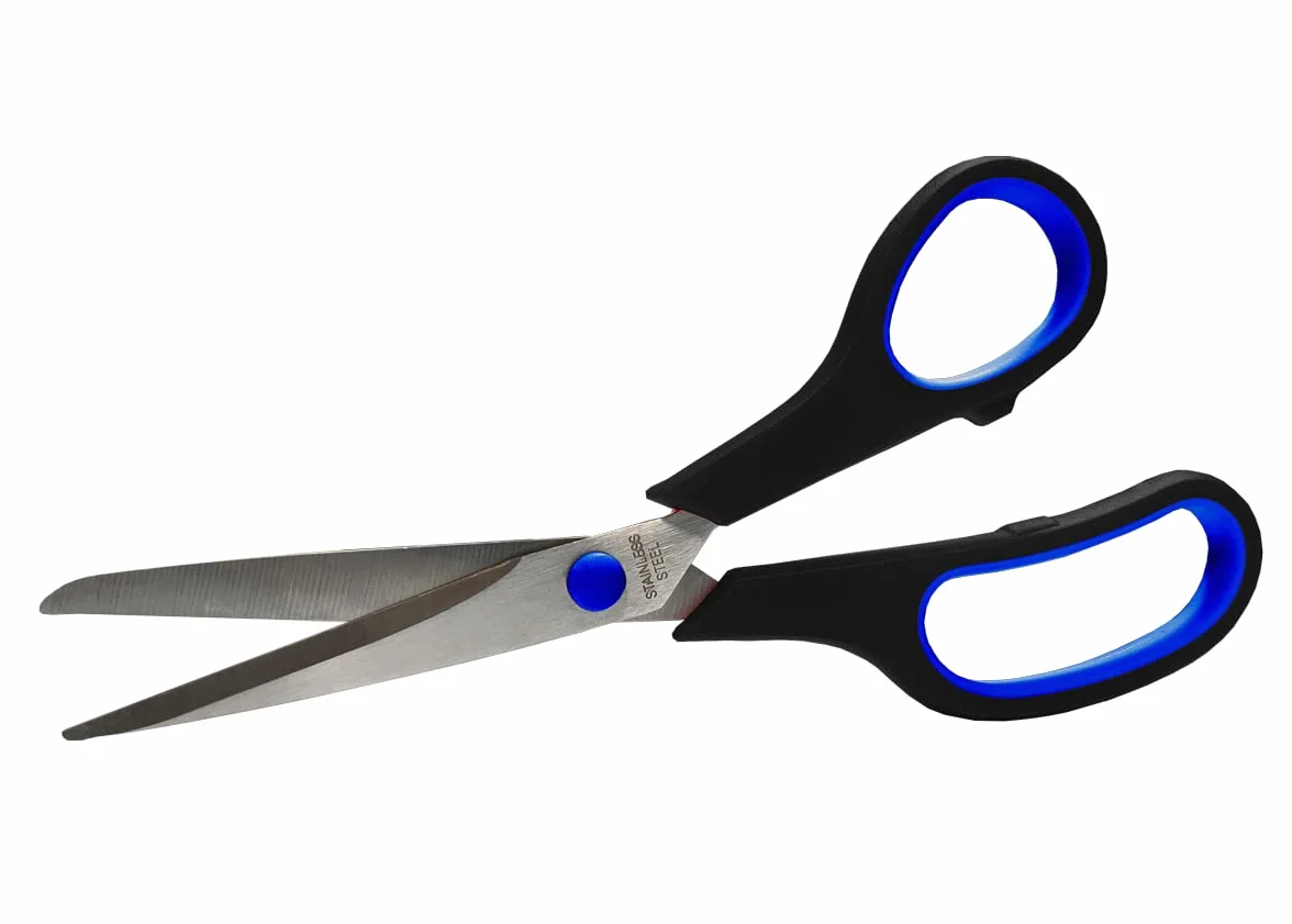 Forbici con Impugnatura Morbida e Lame in Acciaio, 21 cm, Super Affilate, Multiuso per Scuola, Ufficio, Casa, Carta, Cartone, Stoffa, Feltro, Taglio di Precisione (Blu & Nero)