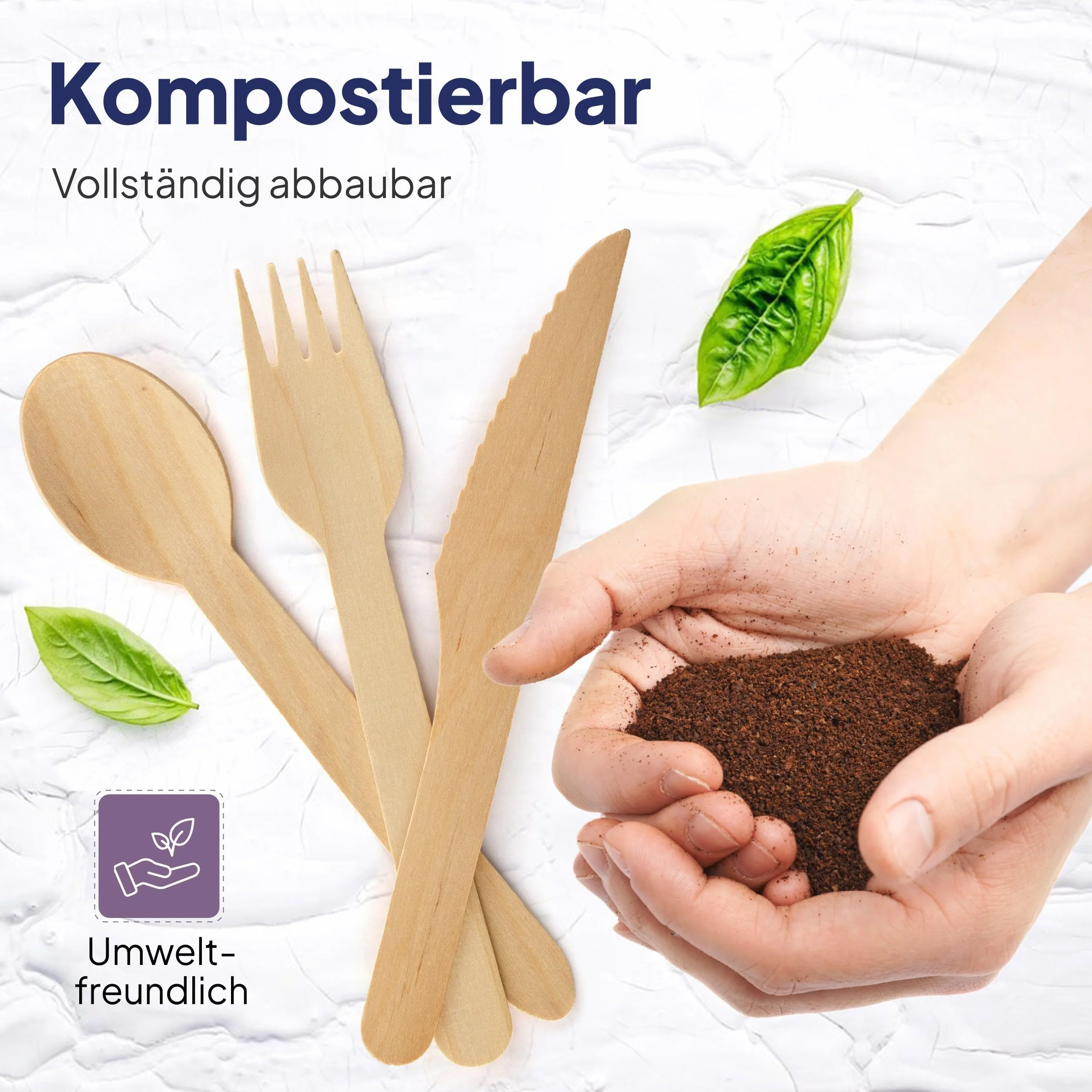 Inoverse 100 sztuk sztućców drewnianych 16,5 cm biodegradowalne i kompostowalne