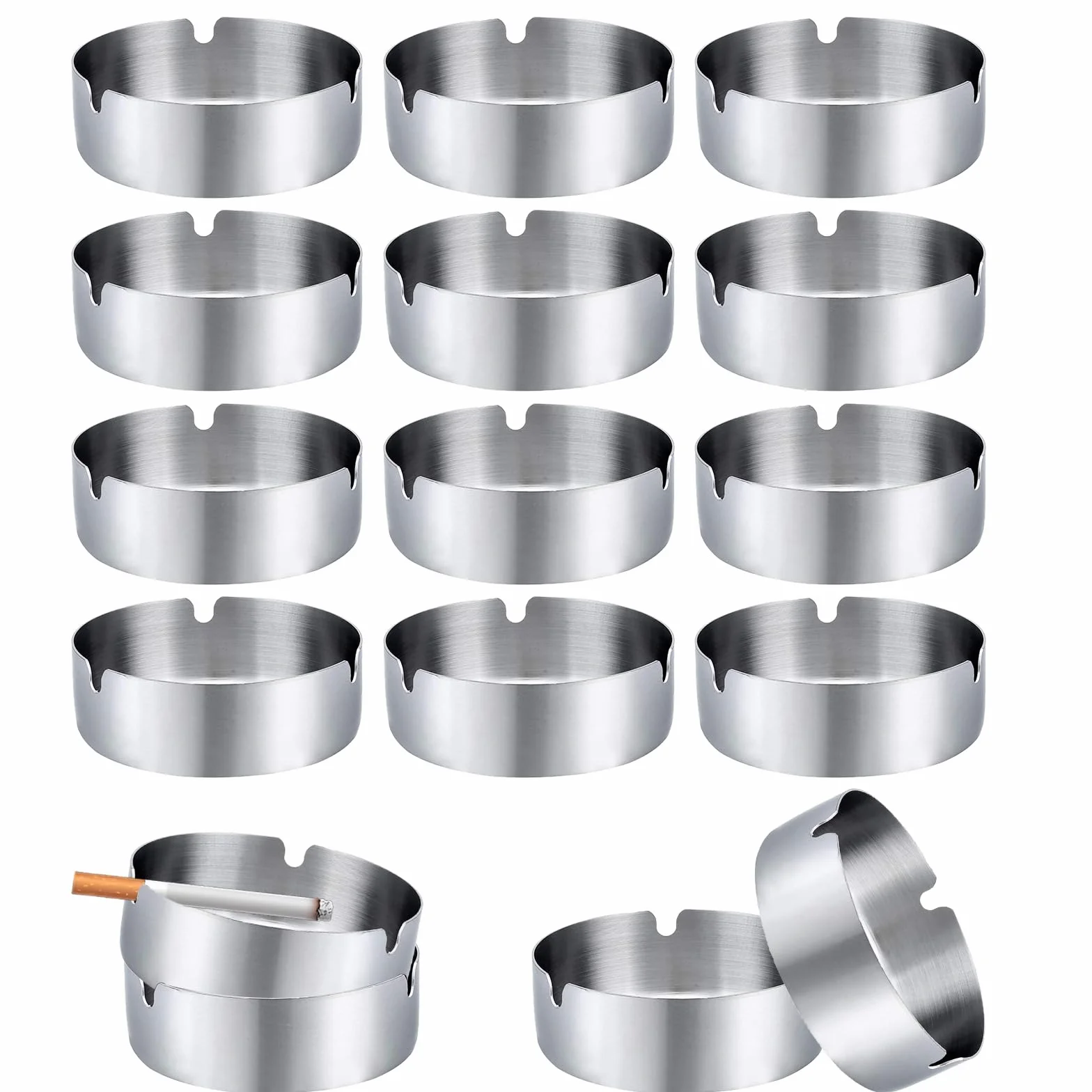 Posacenere Rotondo in Acciaio Inox 8cm 16 Pezzi