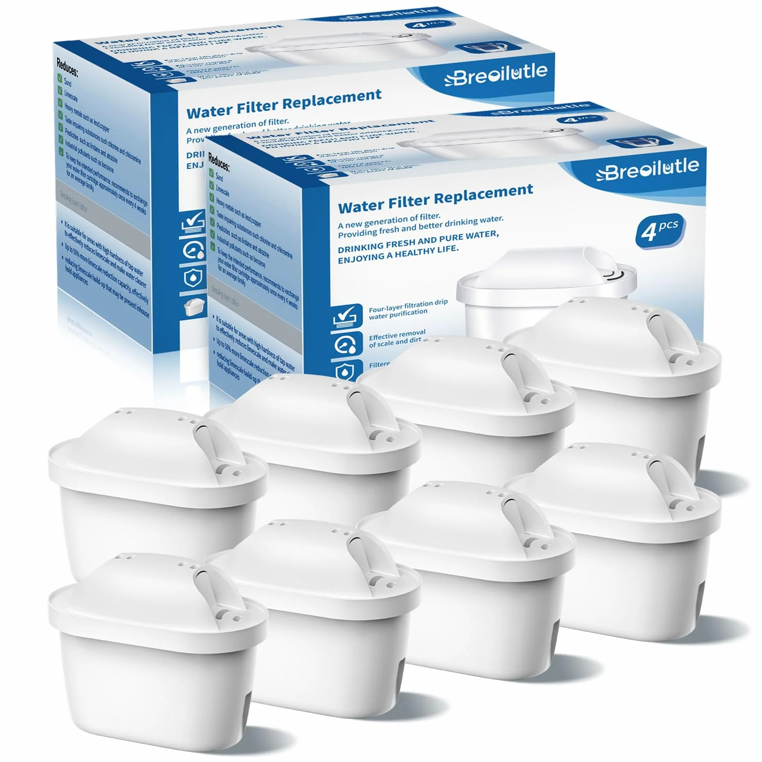 Filtri Compatibili con Brita Maxtra+ Plus Maxtra Pro All-in-1 Filtro per Acqua 8 Pezzi