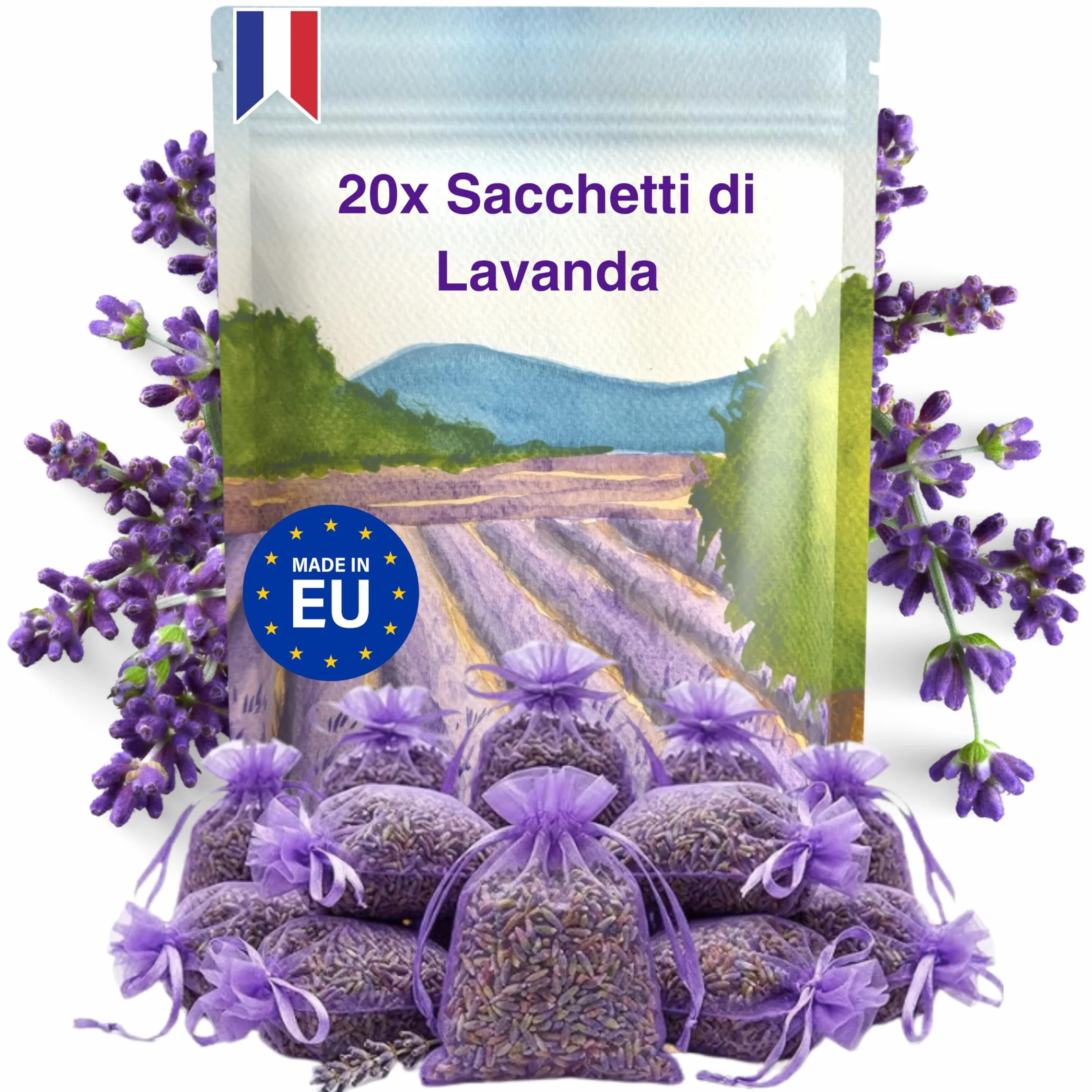 Sacchetti profumati alla lavanda Provenza Francia - Bustina per guardaroba biancheria ripostiglio