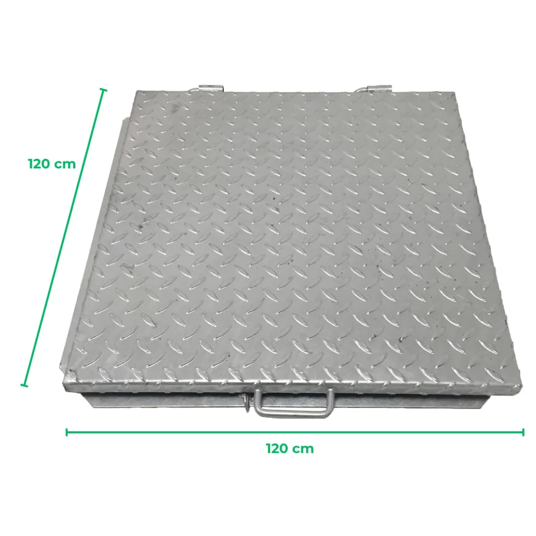 EINSIDE Coperchio cisterna, Chiusino per cisterna zincato bugnato, Tombino zincato per ispezione, 120 x 120 cm