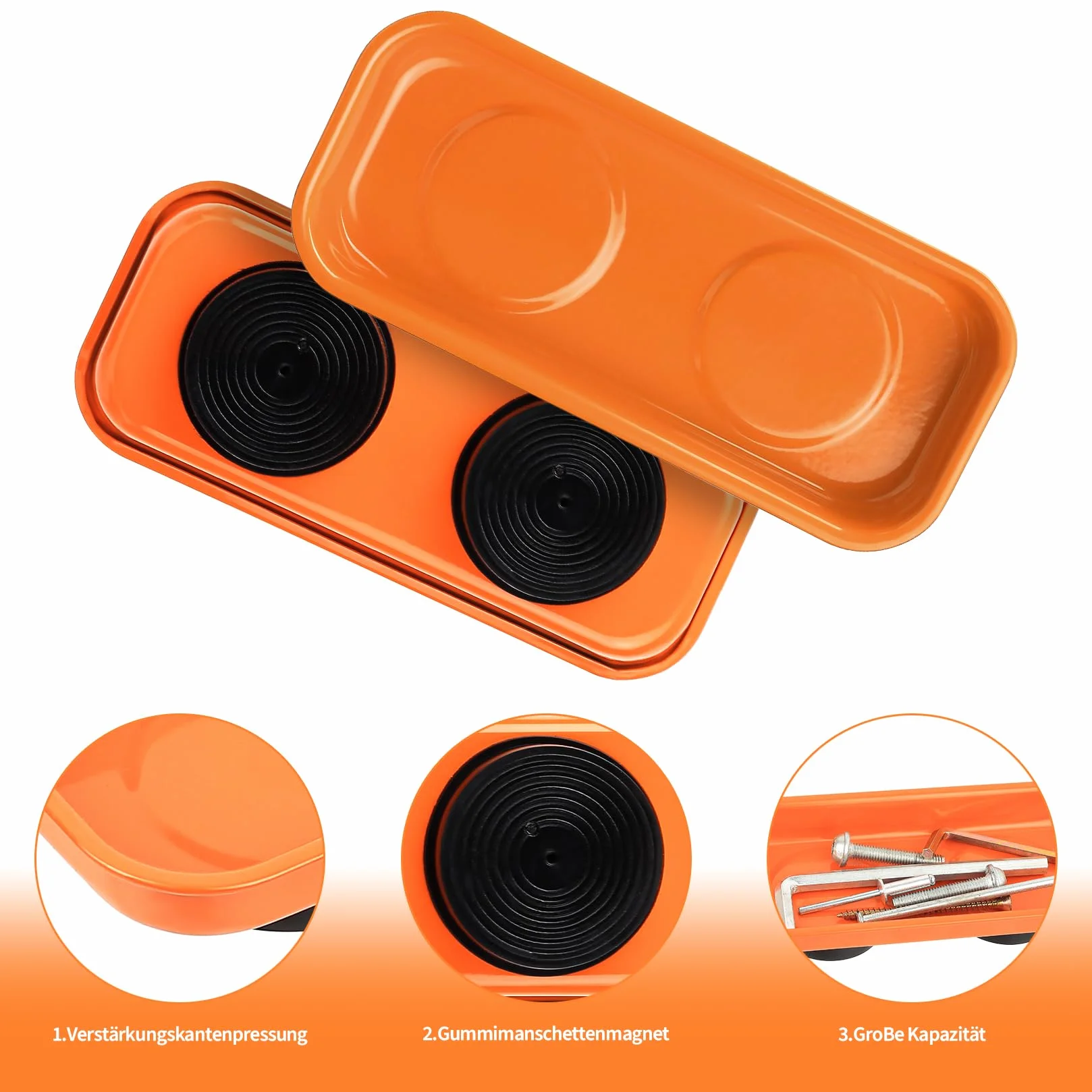 3 ciotole magnetiche per attrezzi, in acciaio inox, con supporto magnetico, supporto magnetico, vassoio magnetico per viti, chiodi da trapano, magnete ad alte prestazioni