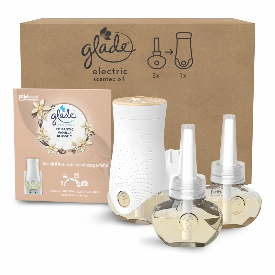 Glade Profumatore per Ambienti con Olii Essenziali Vaniglia 1 Diffusore 3 Ricariche