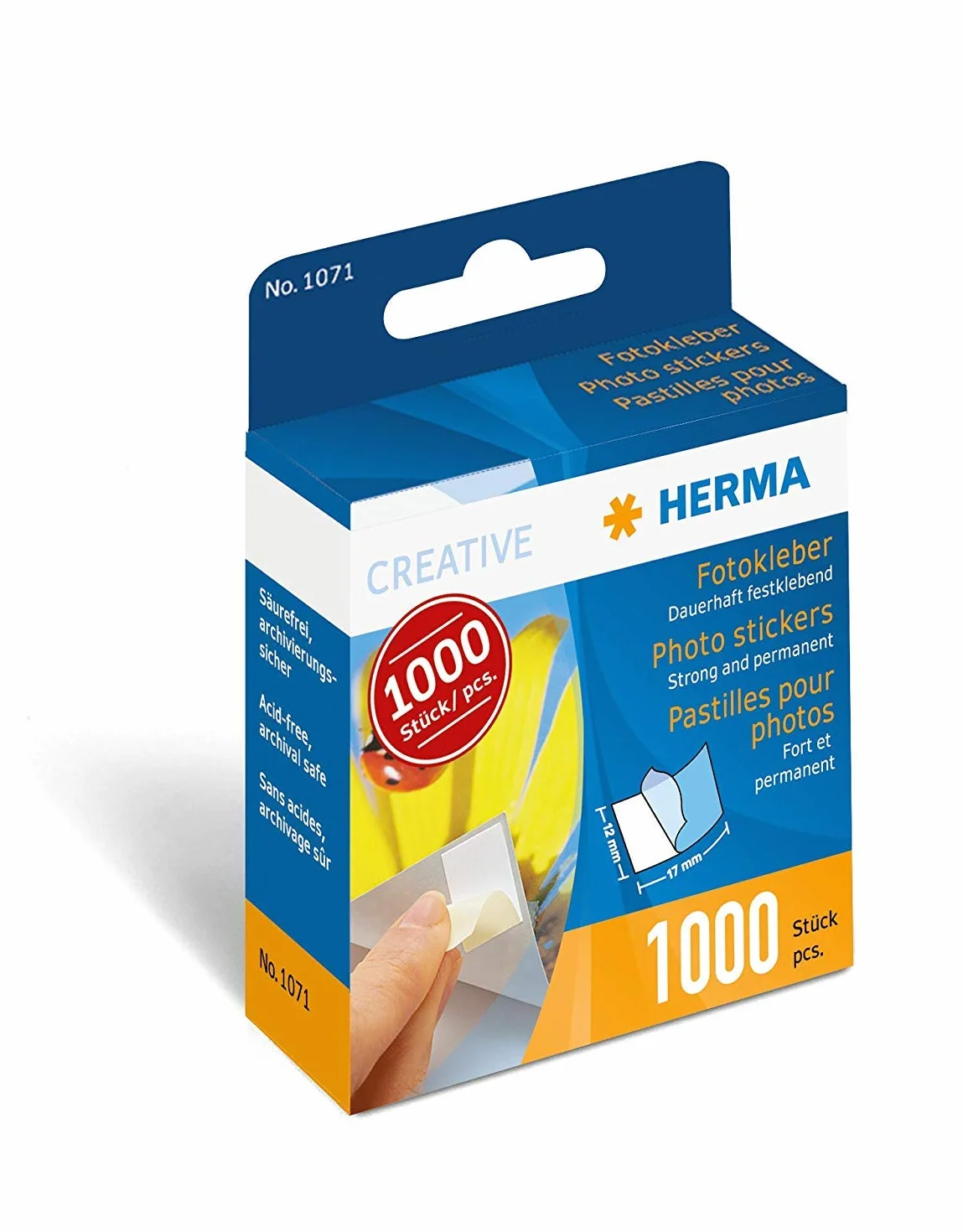 Herma 1071 Nastro Adesivo per Foto, Bianco, 12 x 17 mm