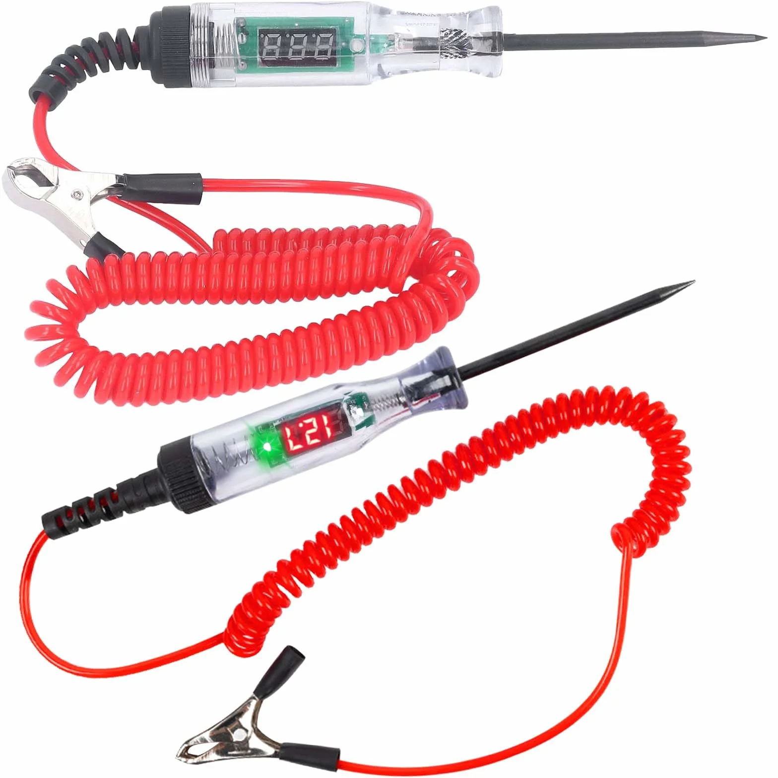Tester di tensione per auto, 2 pezzi, 3 V-120 V, lampada di prova per auto, tester di corrente con lampada di prova e LCD digitale, tester di circuito con morsetto a coccodrillo