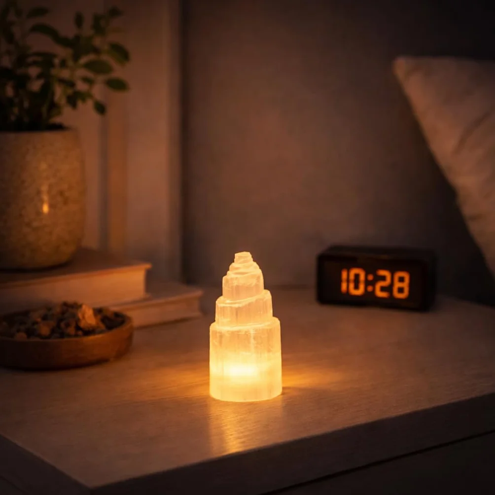 NKlaus Torre di cristallo di selenite naturale 10cm Meditazione Gemma Cristallo di quarzo
