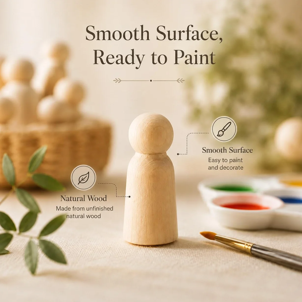 Confezione da 50 bambole e figure in legno grezzo – forme e dimensioni assortite per lavori fai da te, pittura e decorazioni per la casa