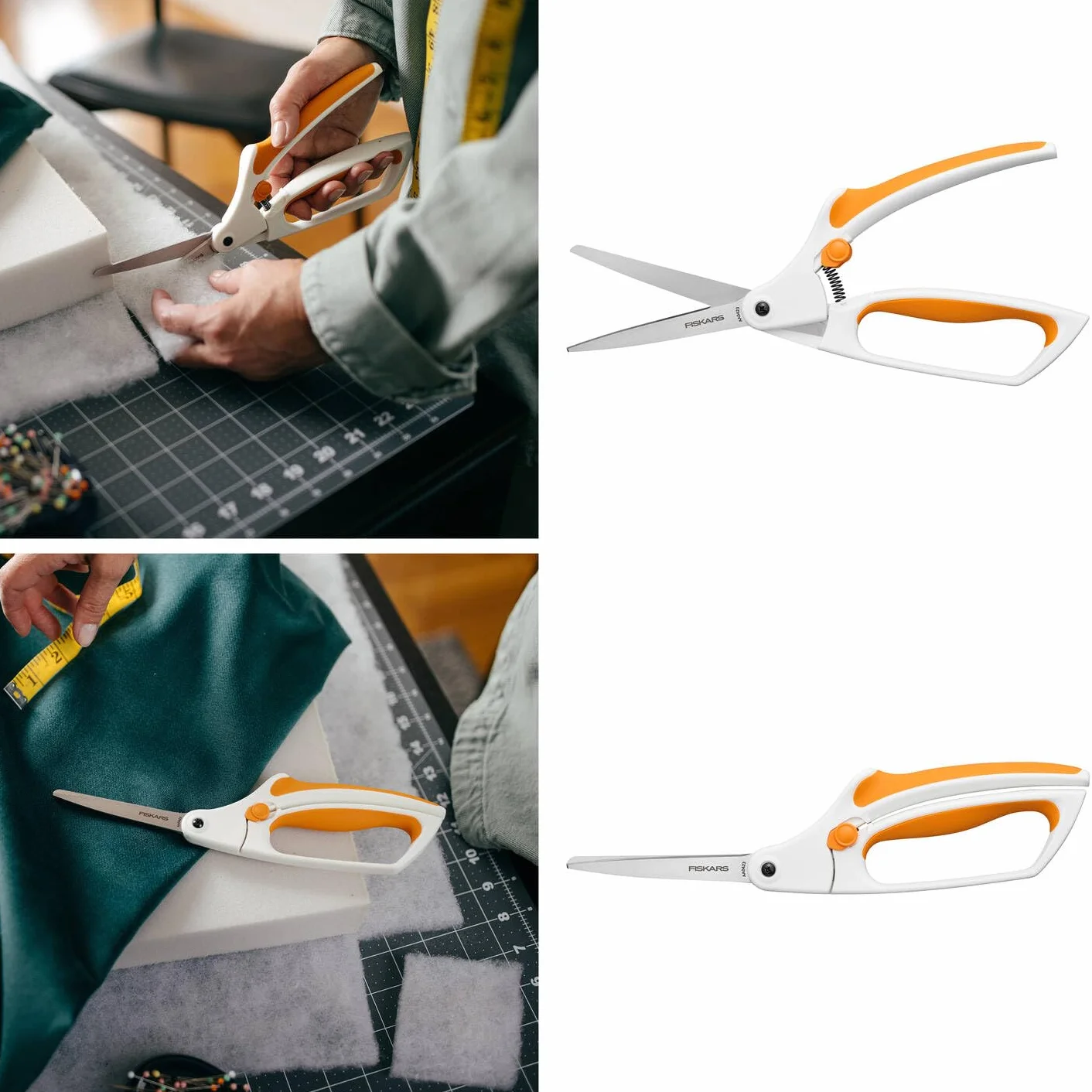 Fiskars Forbici Softgrip per Tessuti, Lunghezza: 26 cm, Lama in Acciaio Inox/Manici in Plastica, Bianco, Easy Action, 1070070