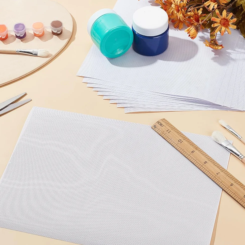 BENECREAT 10 Fogli Fursuit Eye Mesh, 30x22cm Maglia Stampabile Impermeabile Bianco Rete Antipolvere PVC per Cosplay Furries, Sculture, Fursuits, Produzione Artigianale